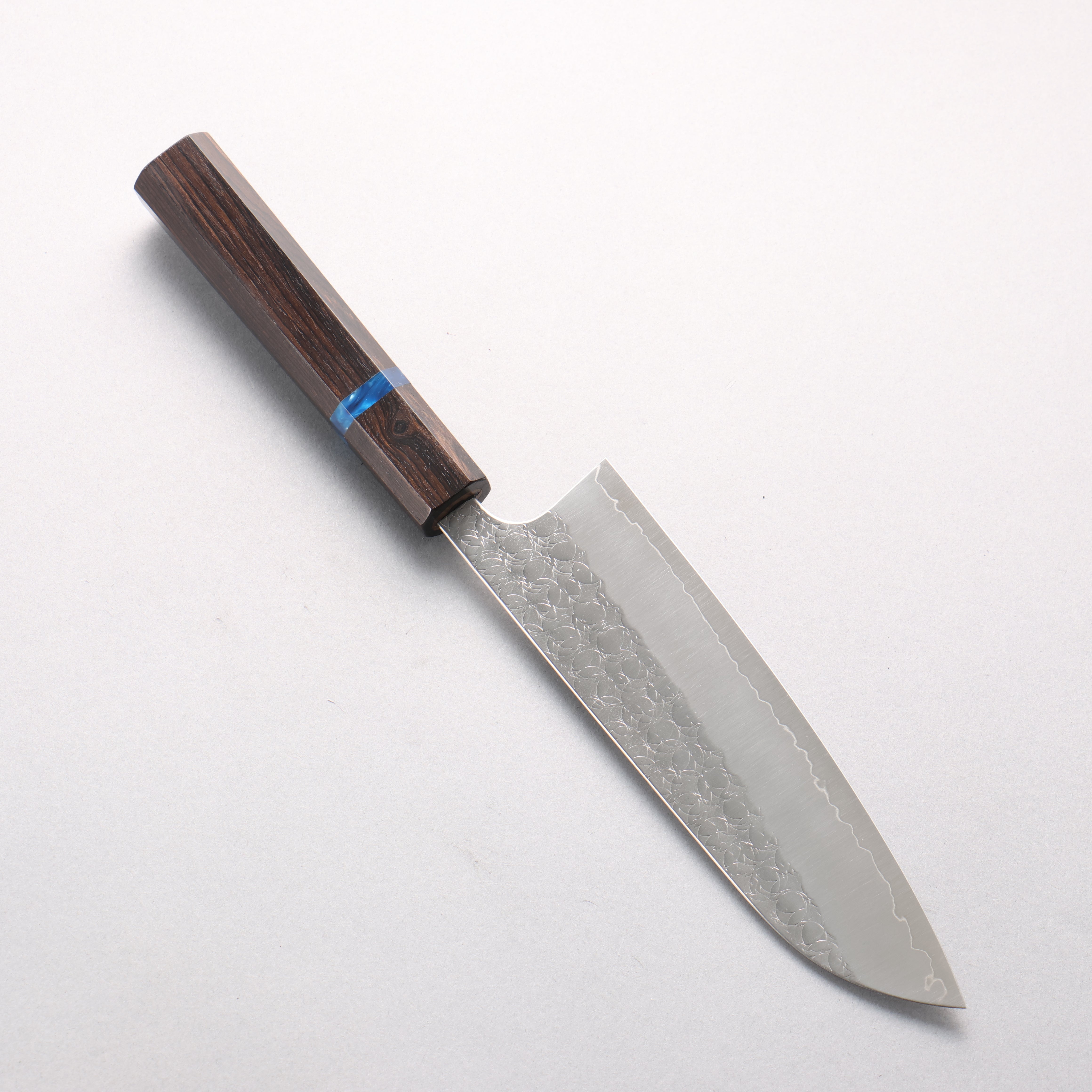 Yoshimi Kato Minamo SG2 Hammered Santoku 170mm Ebony (Blue Ring) Handle - Seisuke Knife