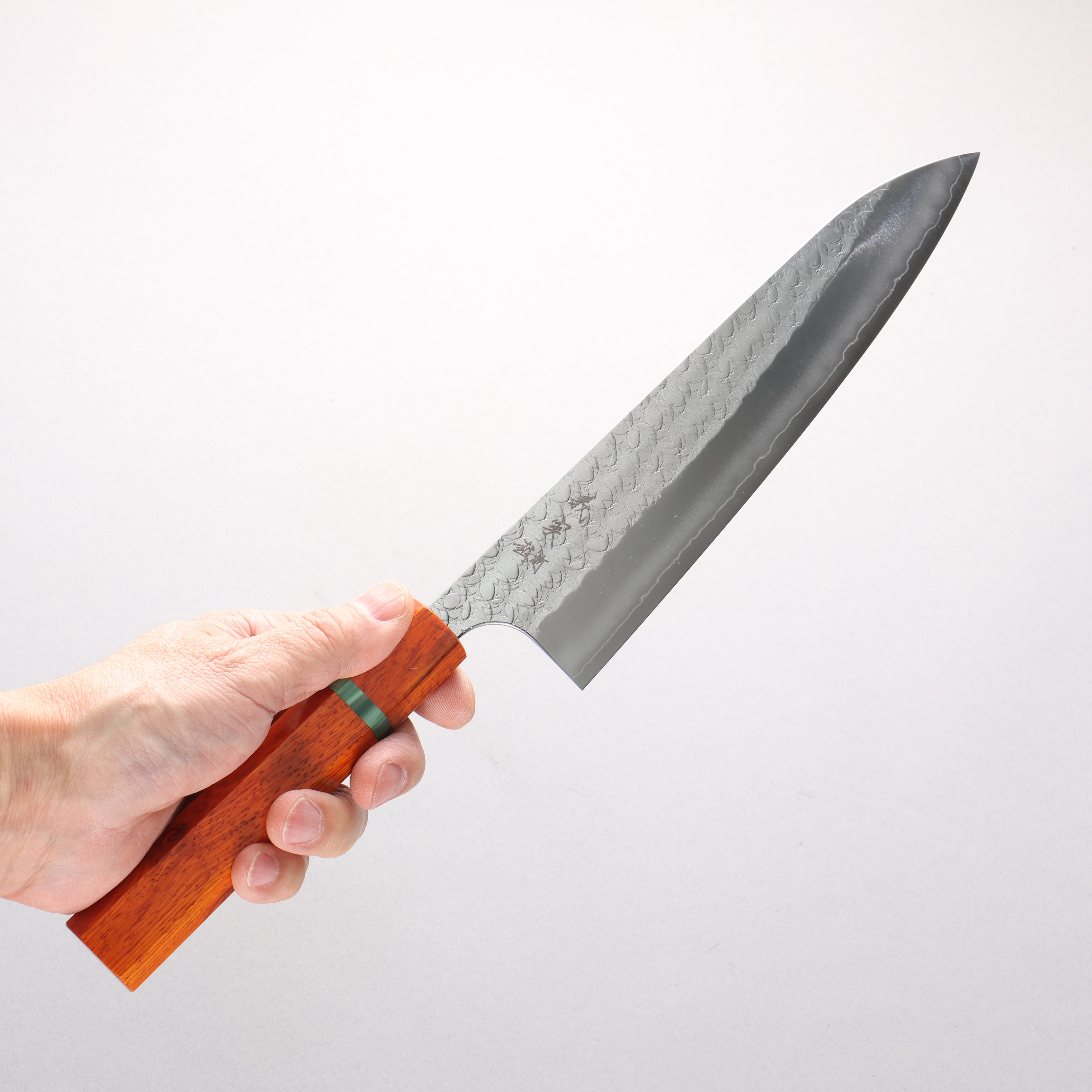 Yoshimi Kato Minamo SG2 Hammered Gyuto 210mm Cocobolo (with Green Ring) Handle - Seisuke Knife