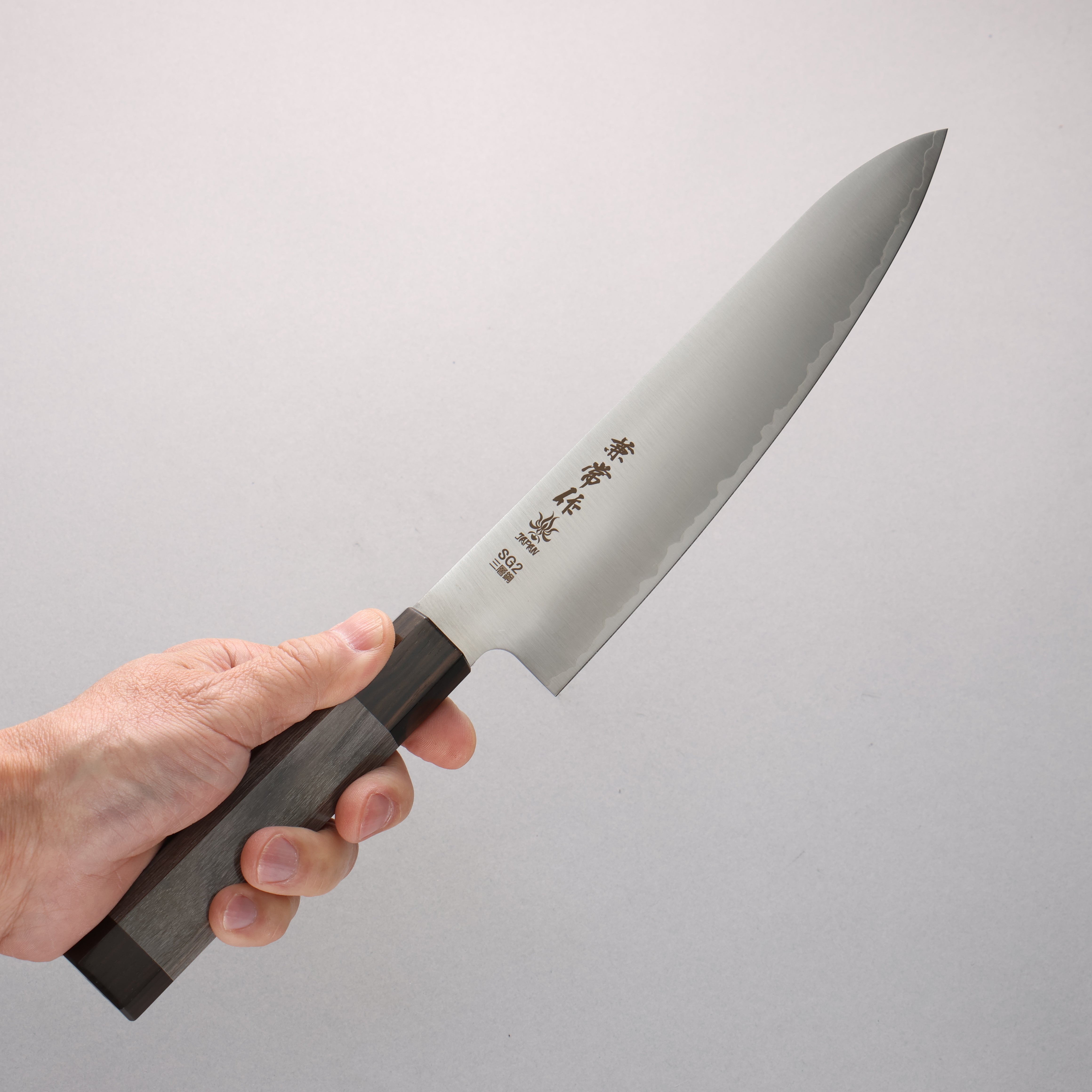 Kanetsune SG2 Gyuto 210mm Gray Pakka wood Handle - Seisuke Knife