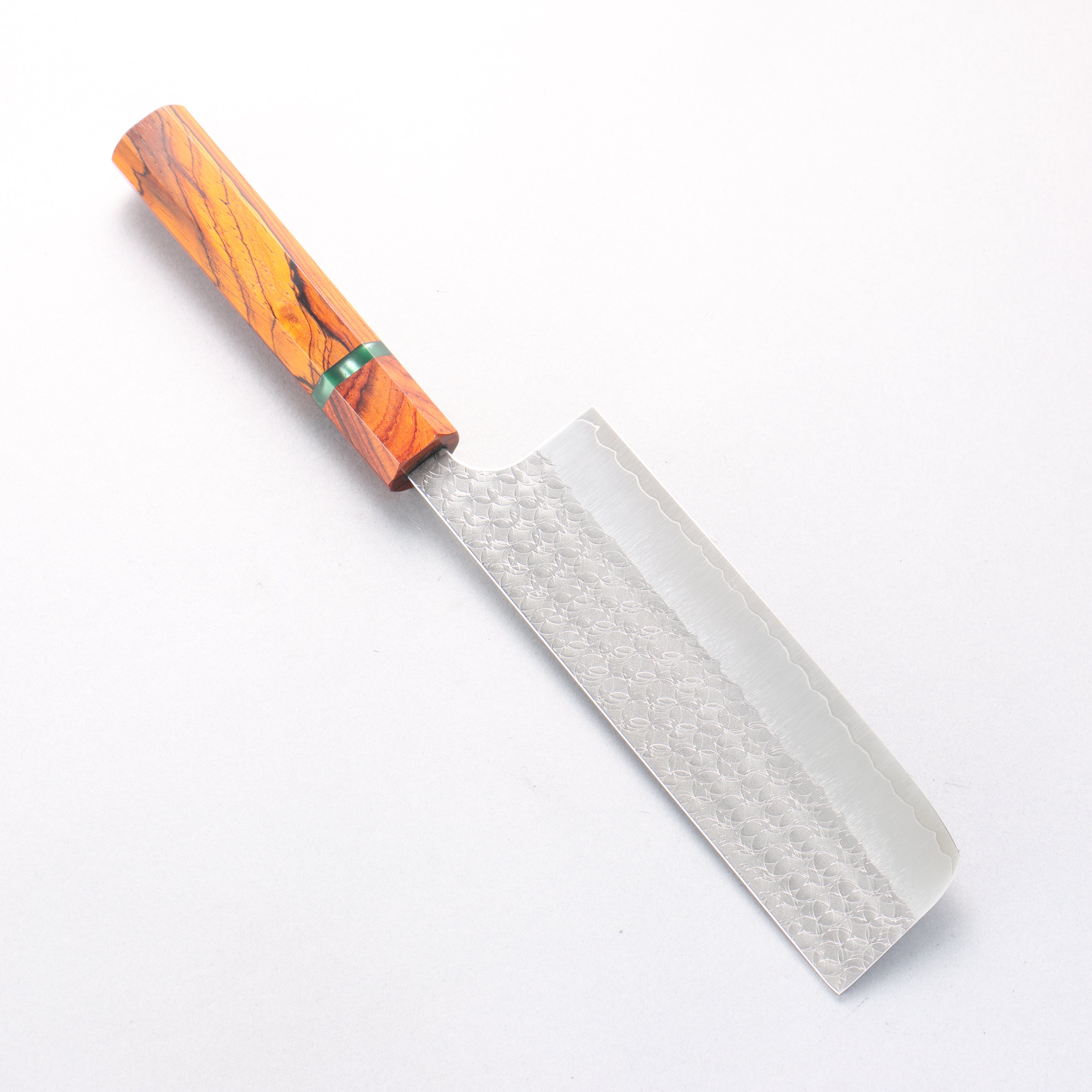 Yoshimi Kato Minamo SG2 Hammered Nakiri 165mm Cocobolo & Green Ring Handle - Seisuke Knife