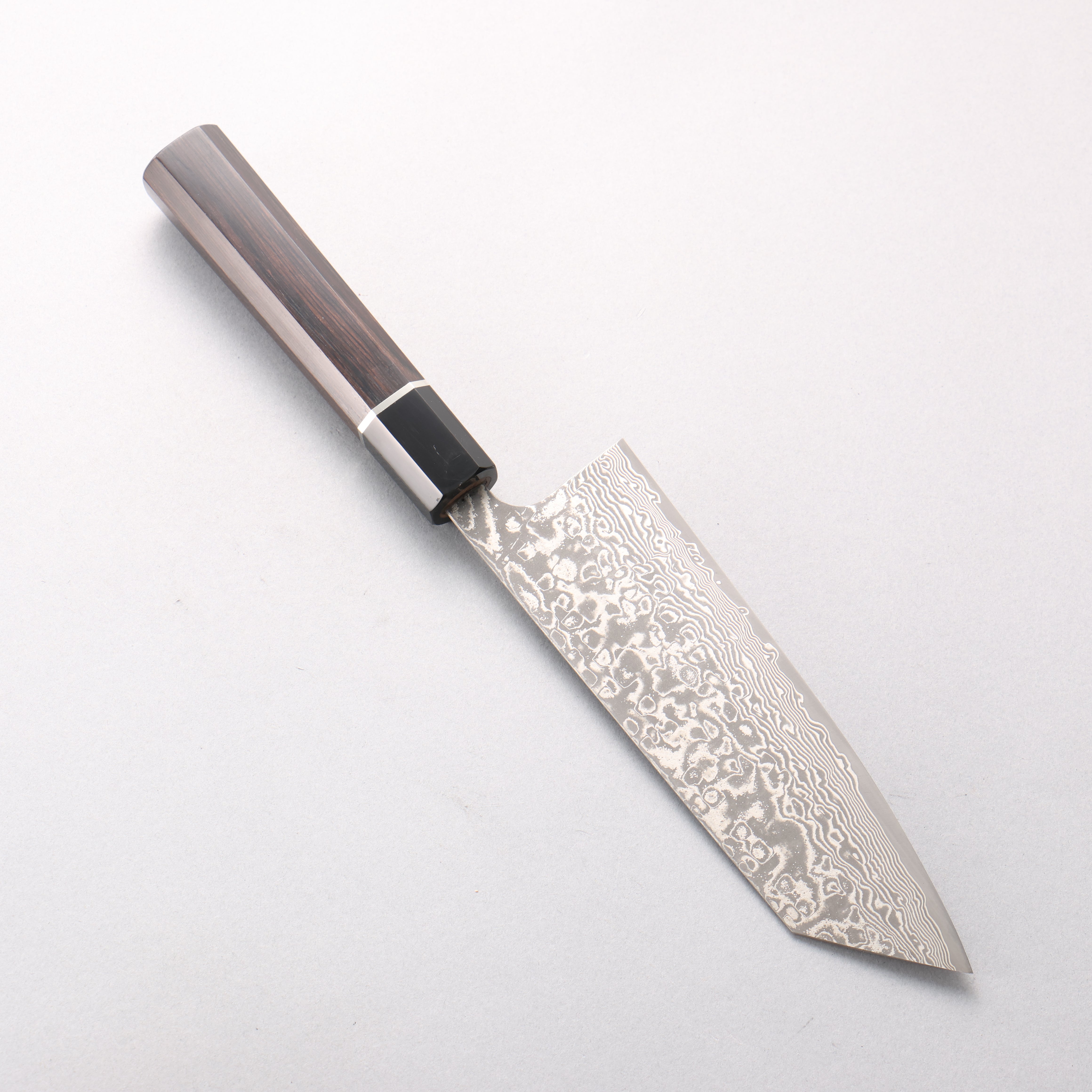 Takeshi Saji SG2 Black Damascus Santoku 180mm Ebony Wood & Silver Handle - Seisuke Knife