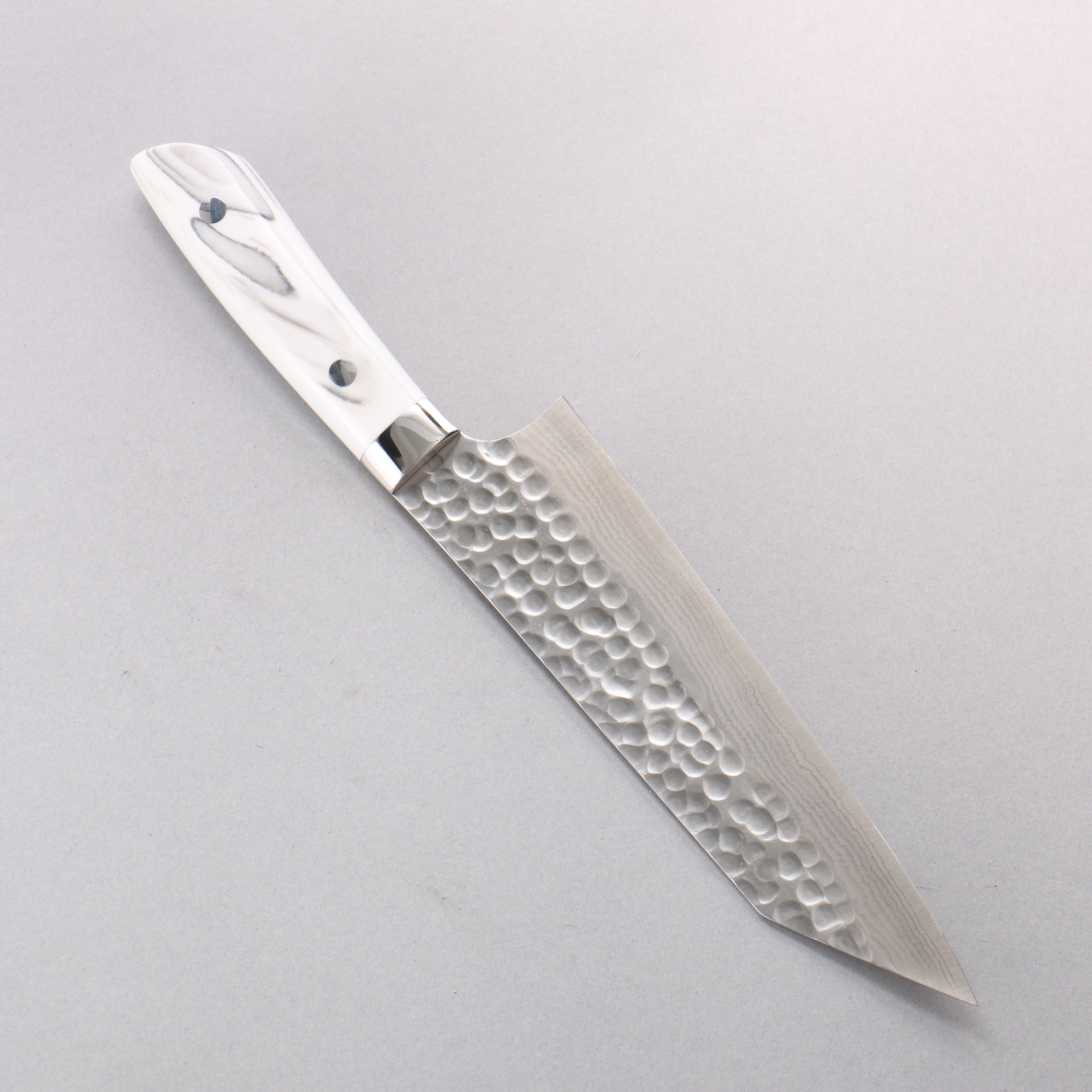 Takeshi Saji SRS13 Damascus Maru Hammered Kiritsuke Gyuto 180mm Cloud Pattern Corian Handle - Seisuke Knife