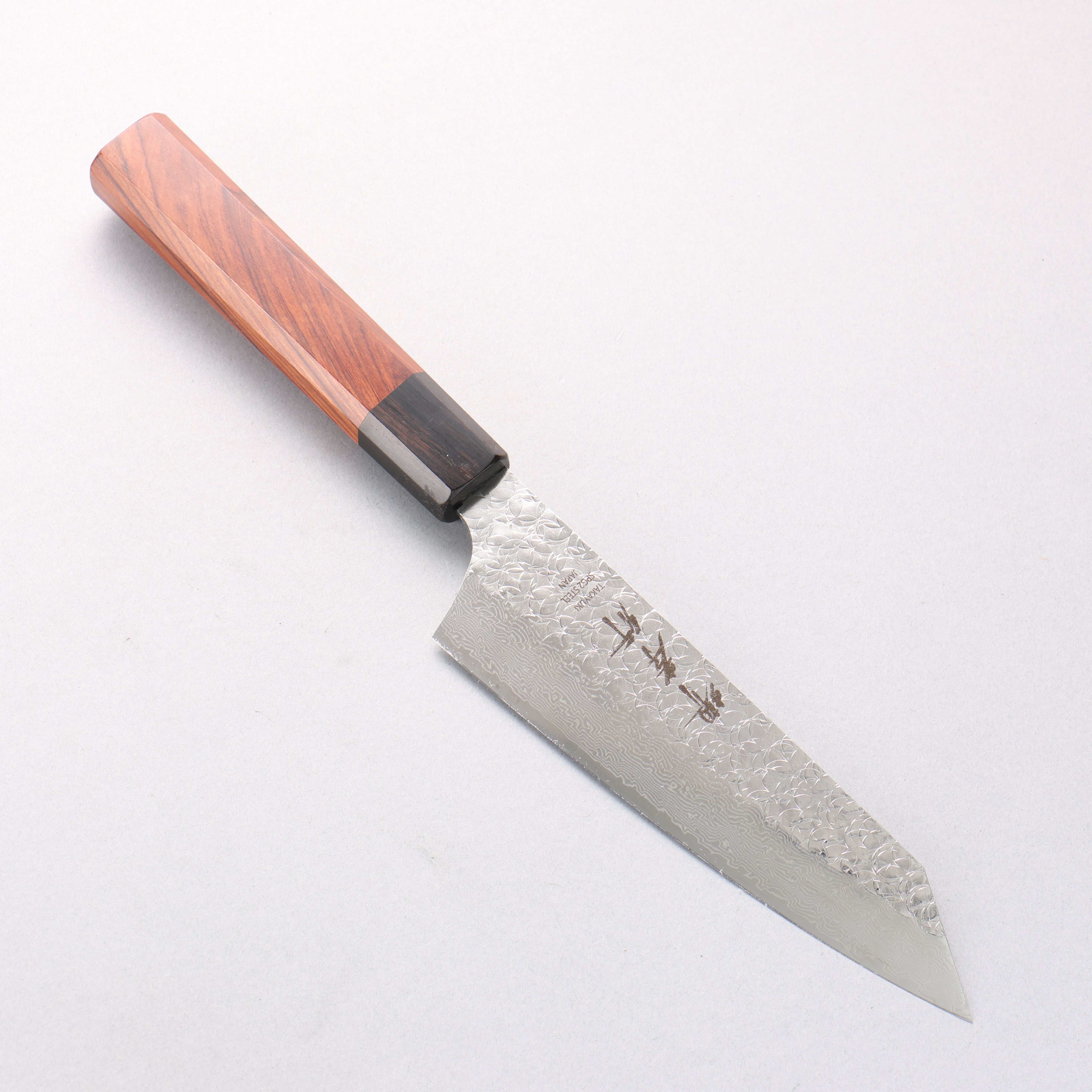 Sakai Takayuki SG2 Damascus Kengata Santoku 160mm Shitan & Black Pakkawood Handle - Seisuke Knife
