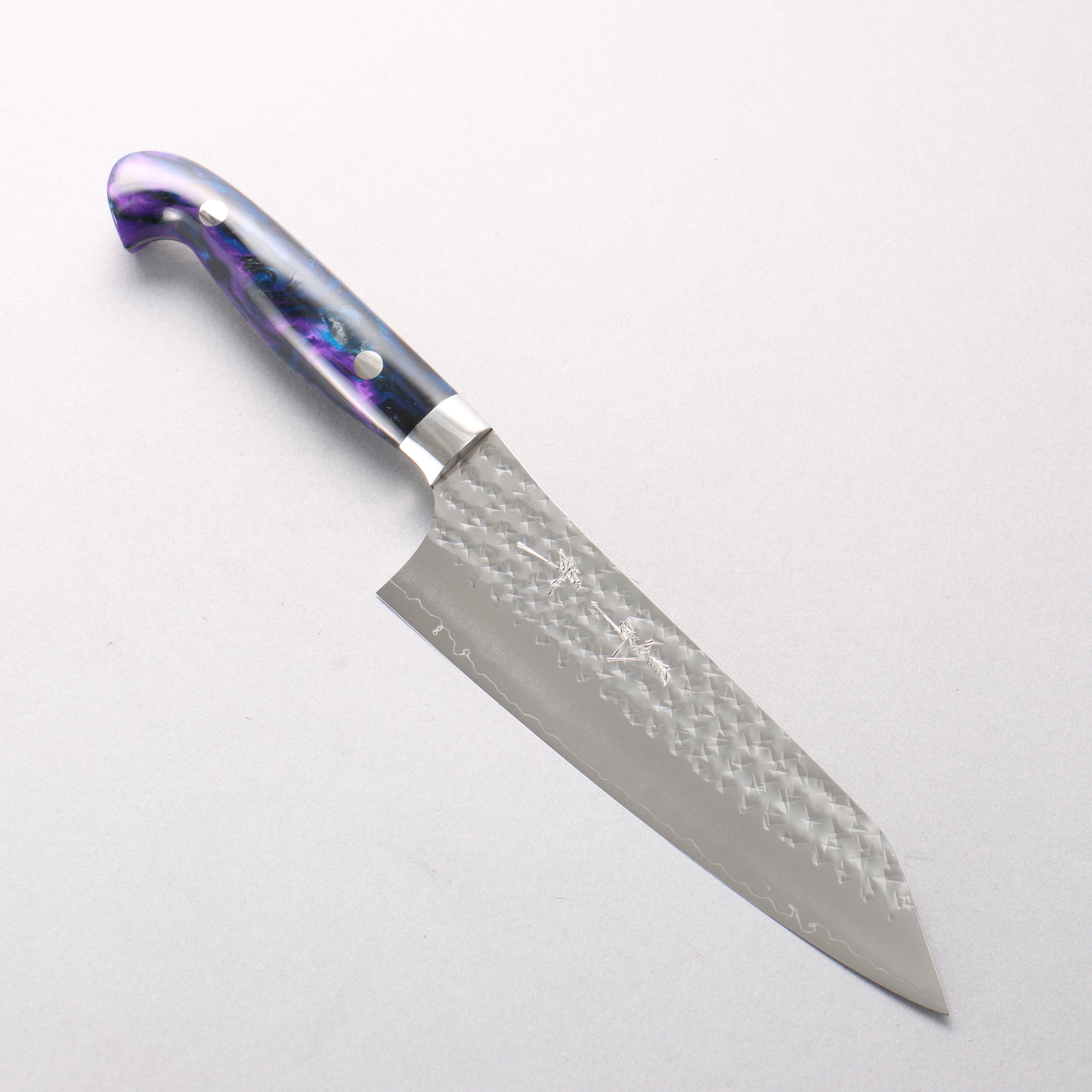 Yu Kurosaki Senko Ei SG2 Hammered Bunka 170mm Blue Purple Acrylic Handle - Seisuke Knife