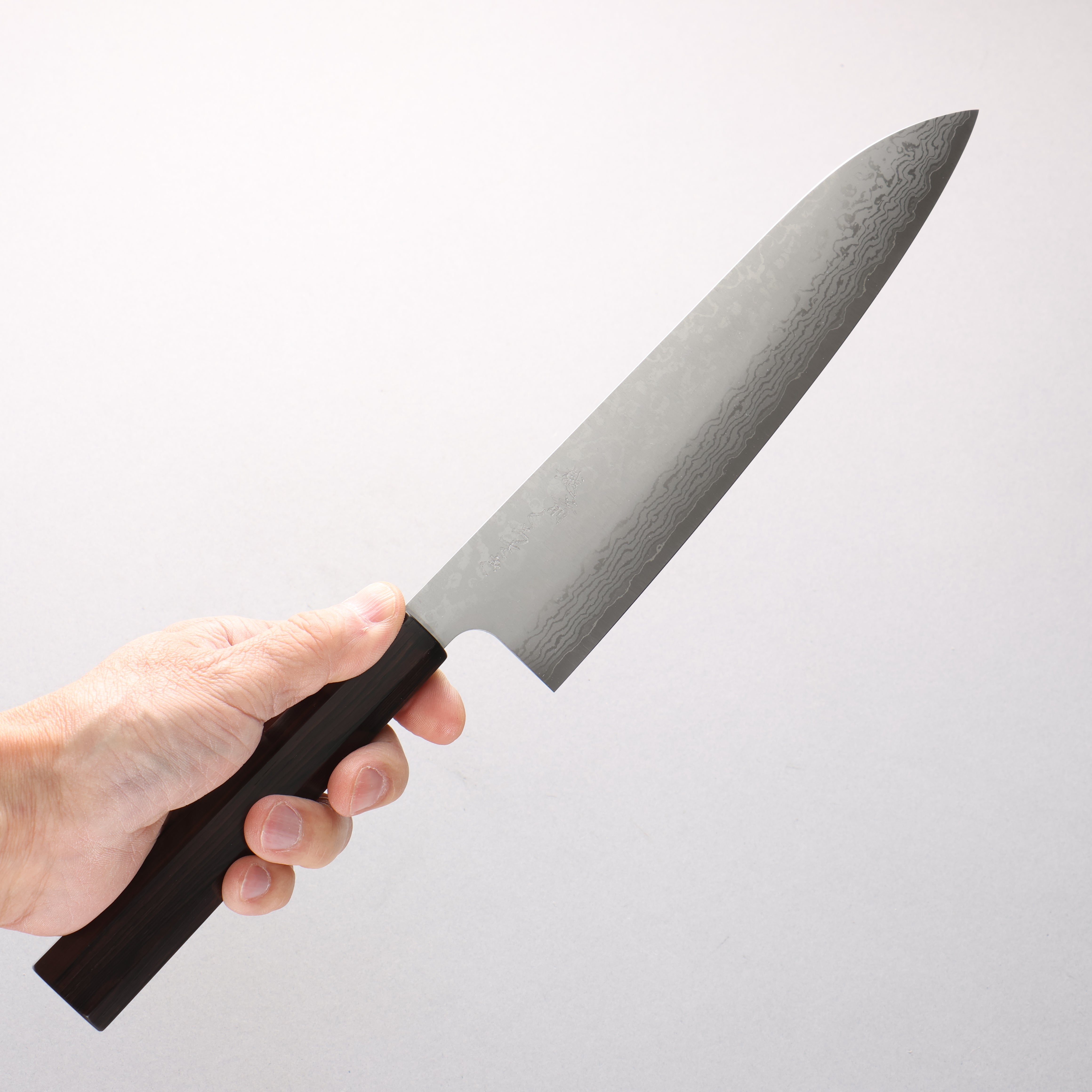 Makoto Kurosaki VG7 Damascus Gyuto 210mm Ebony Wood Handle - Seisuke Knife