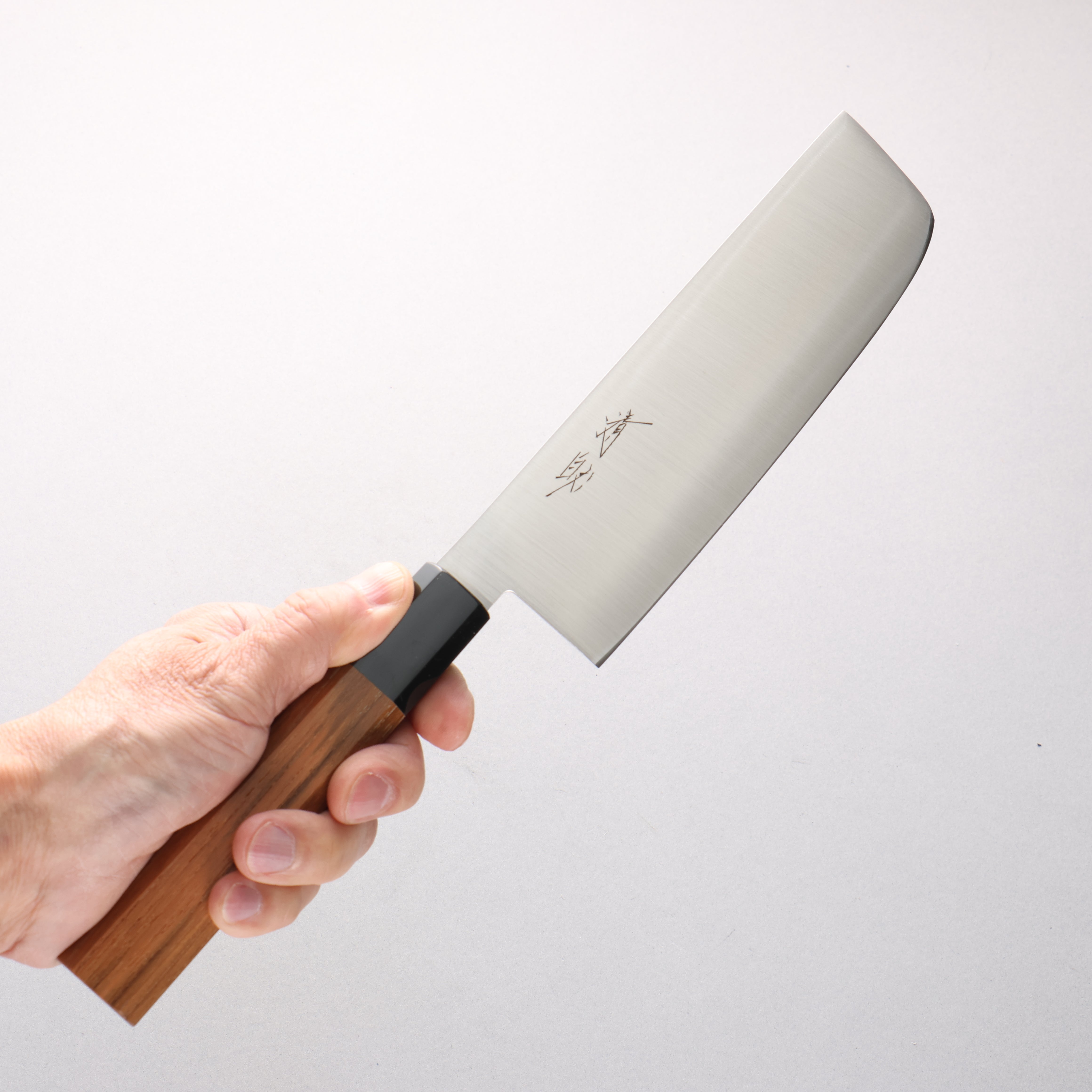 Seisuke Stainless Steel Nakiri 160mm Teak (ferrule: Black Plastic) Handle - Seisuke Knife