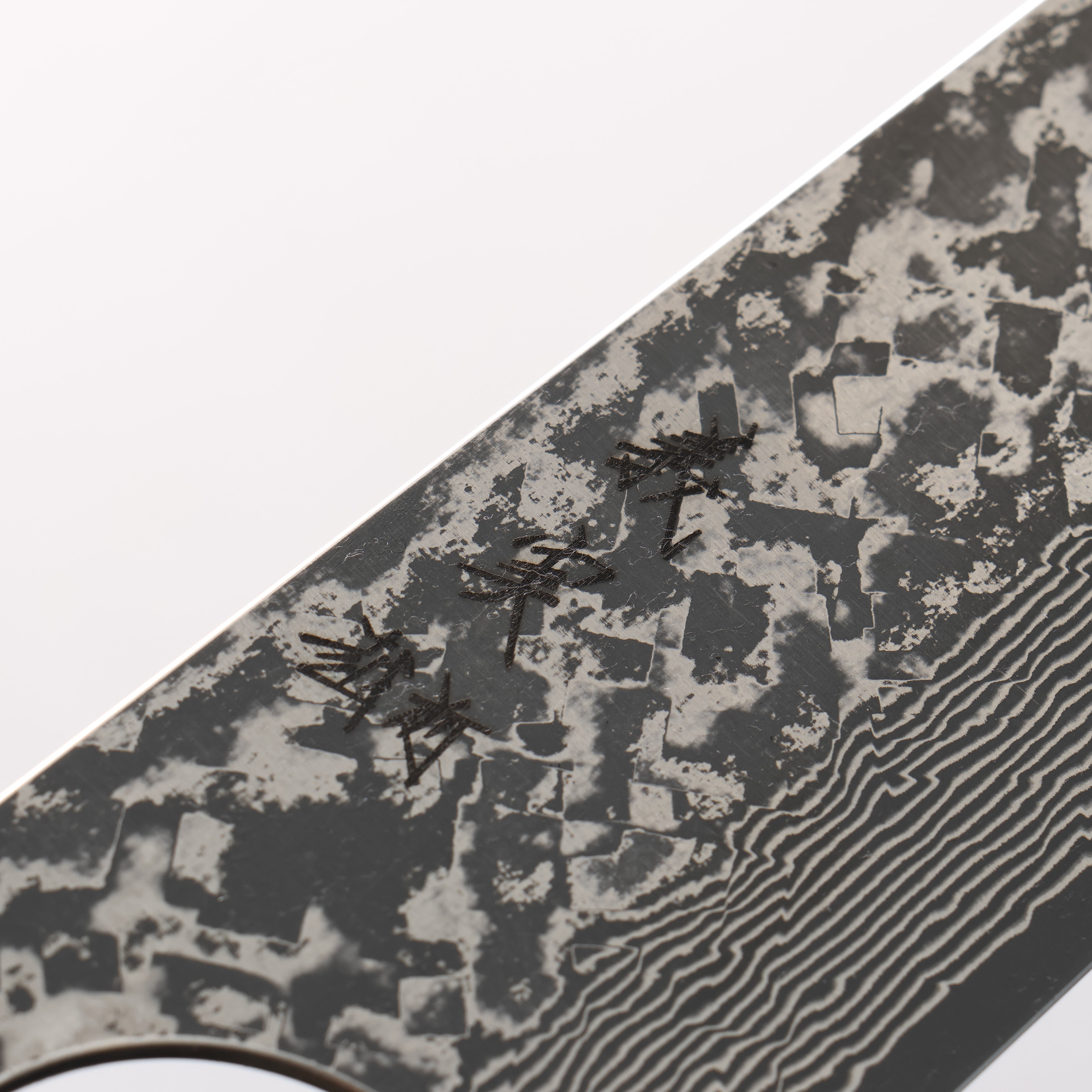 Yoshimi Kato VG10 Black Damascus Gyuto 210mm Ebony (ferrule: Blue Marble Resin) Handle