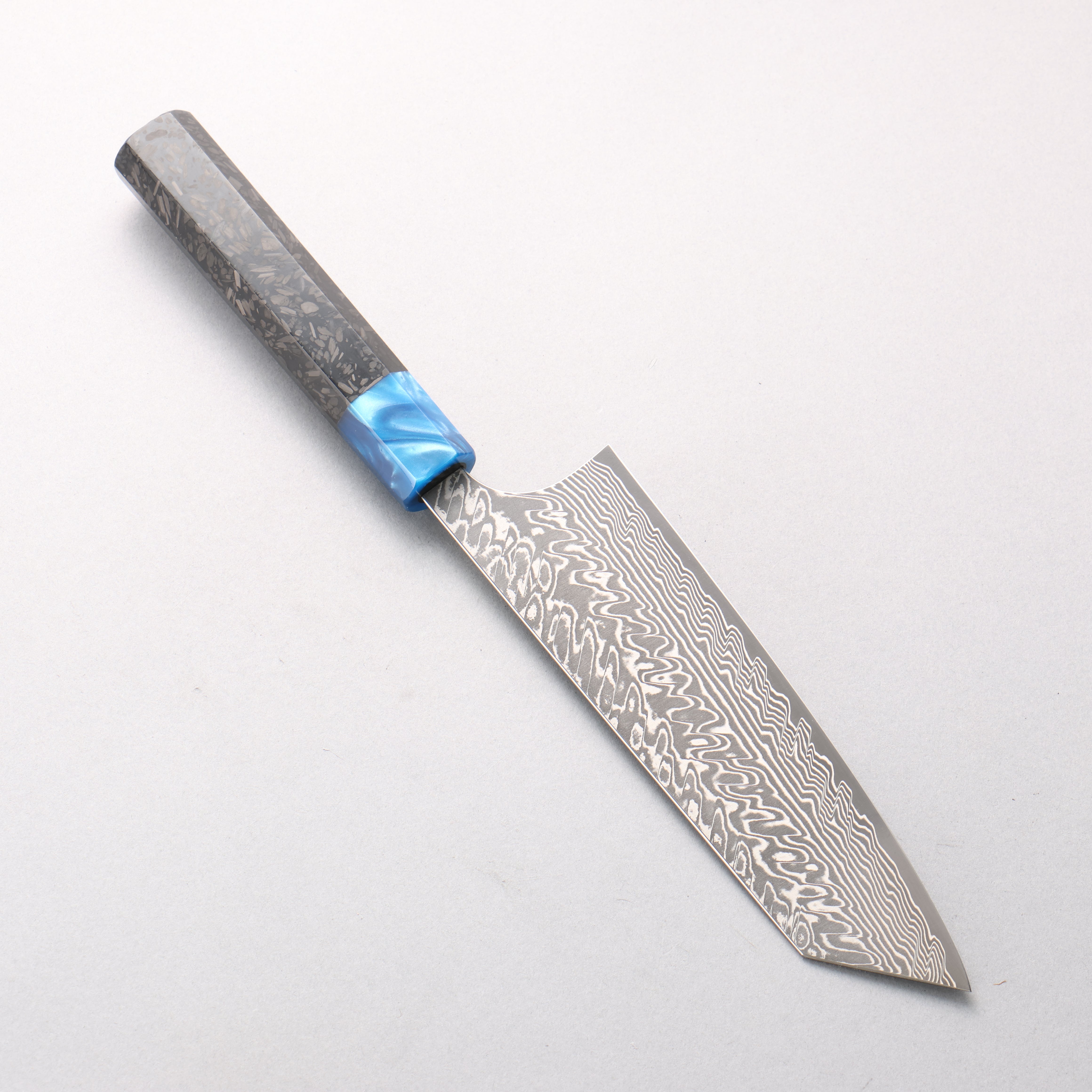 Yoshimi Kato SG2 Black Damascus Bunka 170mm Carbon Fiber (ferrule: Blue Marble Resin) Handle