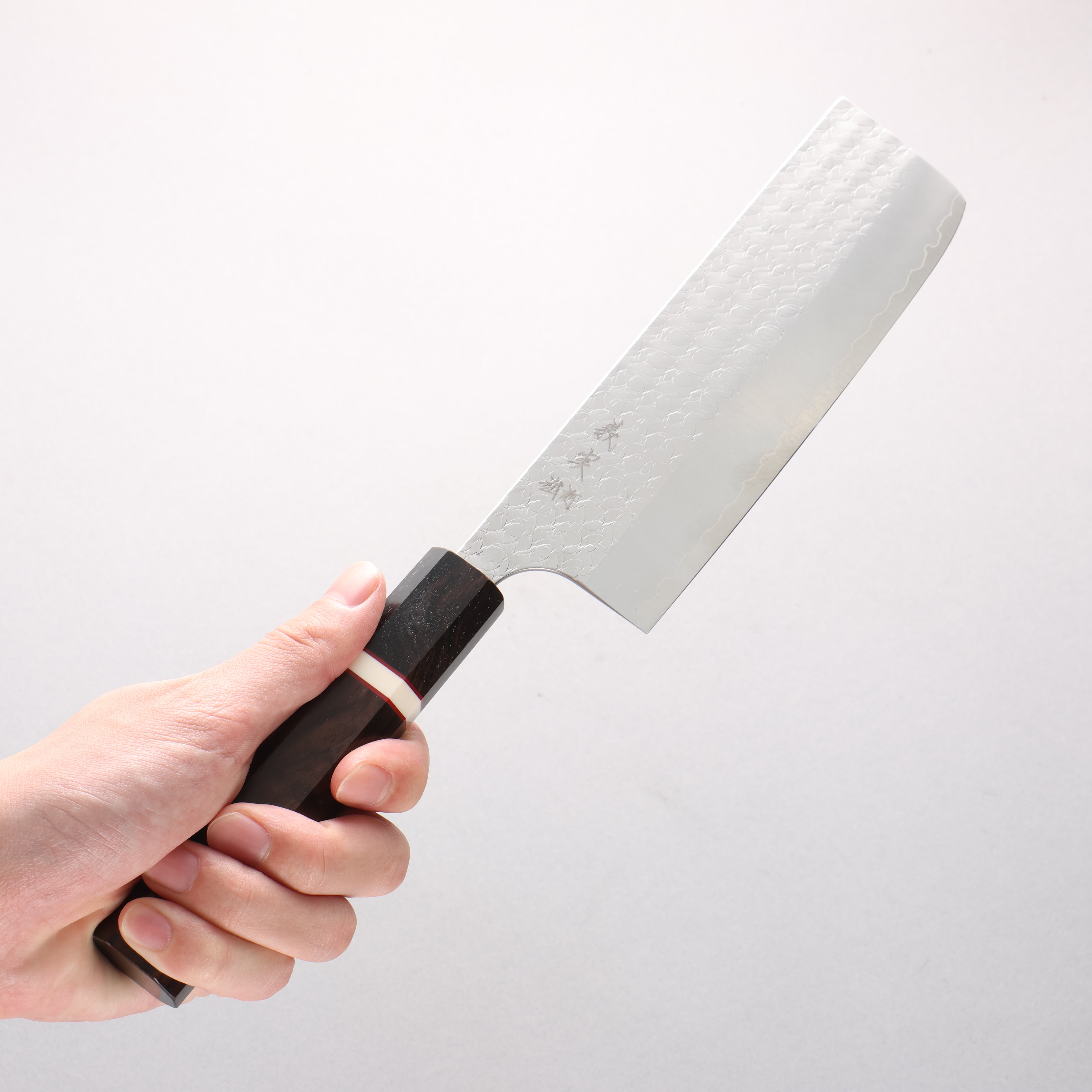 Yoshimi Kato Minamo SG2 Hammered Nakiri 165mm Ebony (White Ring) Handle - Seisuke Knife