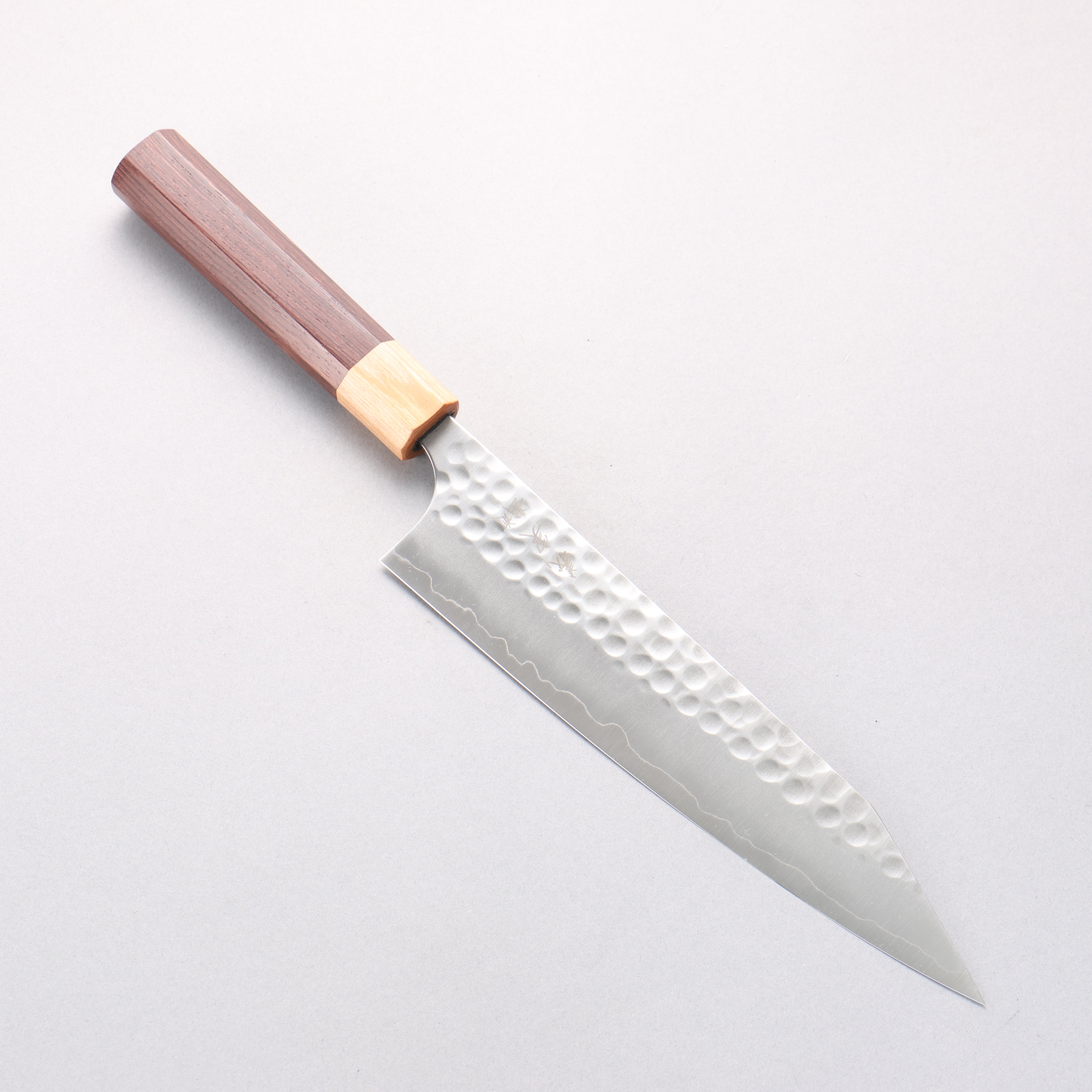Yoshimi Kato Silver Steel No.3 Hammered(Maru) Migaki Finished Kiritsuke Gyuto 210mm Honduras (ferrule: White Pakka wood) Handle - Seisuke Knife