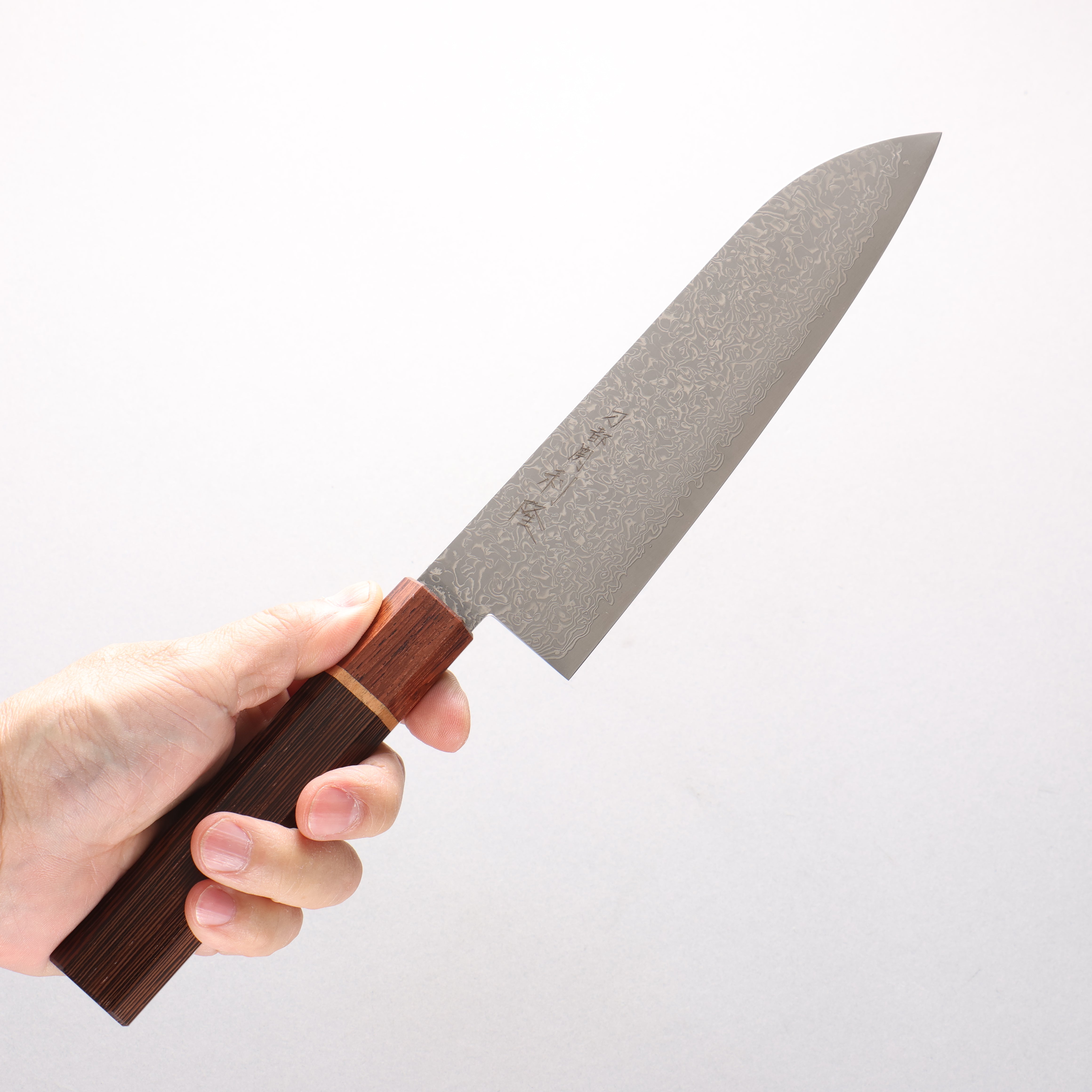 Toshitaka VG10 15 Layer Damascus Santoku 180mm Wenge with Cherry Ring (ferrule: Rosewood) Handle - Seisuke Knife