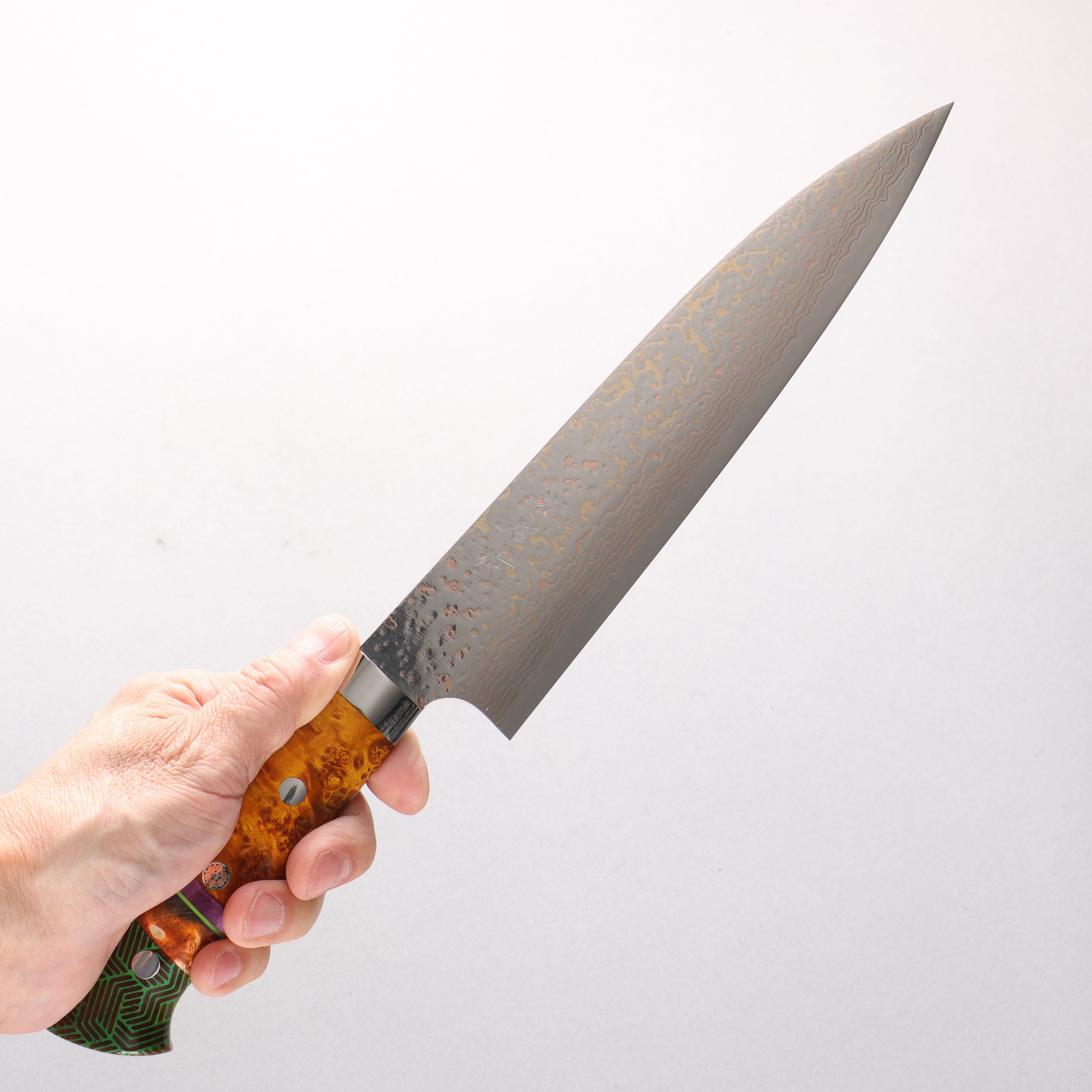 Takeshi Saji VG10w Colored Damascus Migaki Finished Gyuto 210mm Combination of materials (various colors) Handle - Seisuke Knife
