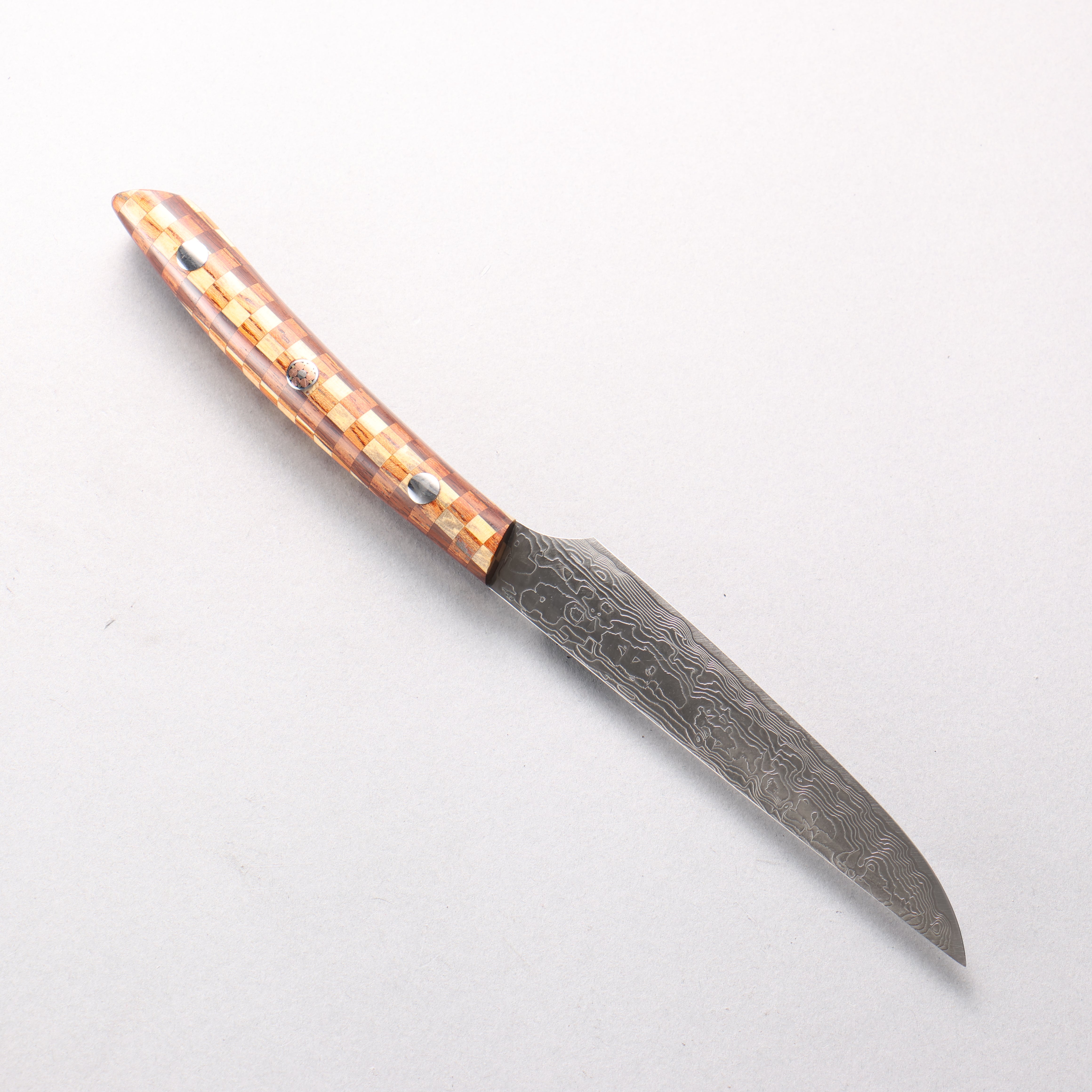 Takeshi Saji SG2 Damascus Diamond Finish Steak 125mm Kumiko (Wood Mosaic) Handle - Seisuke Knife