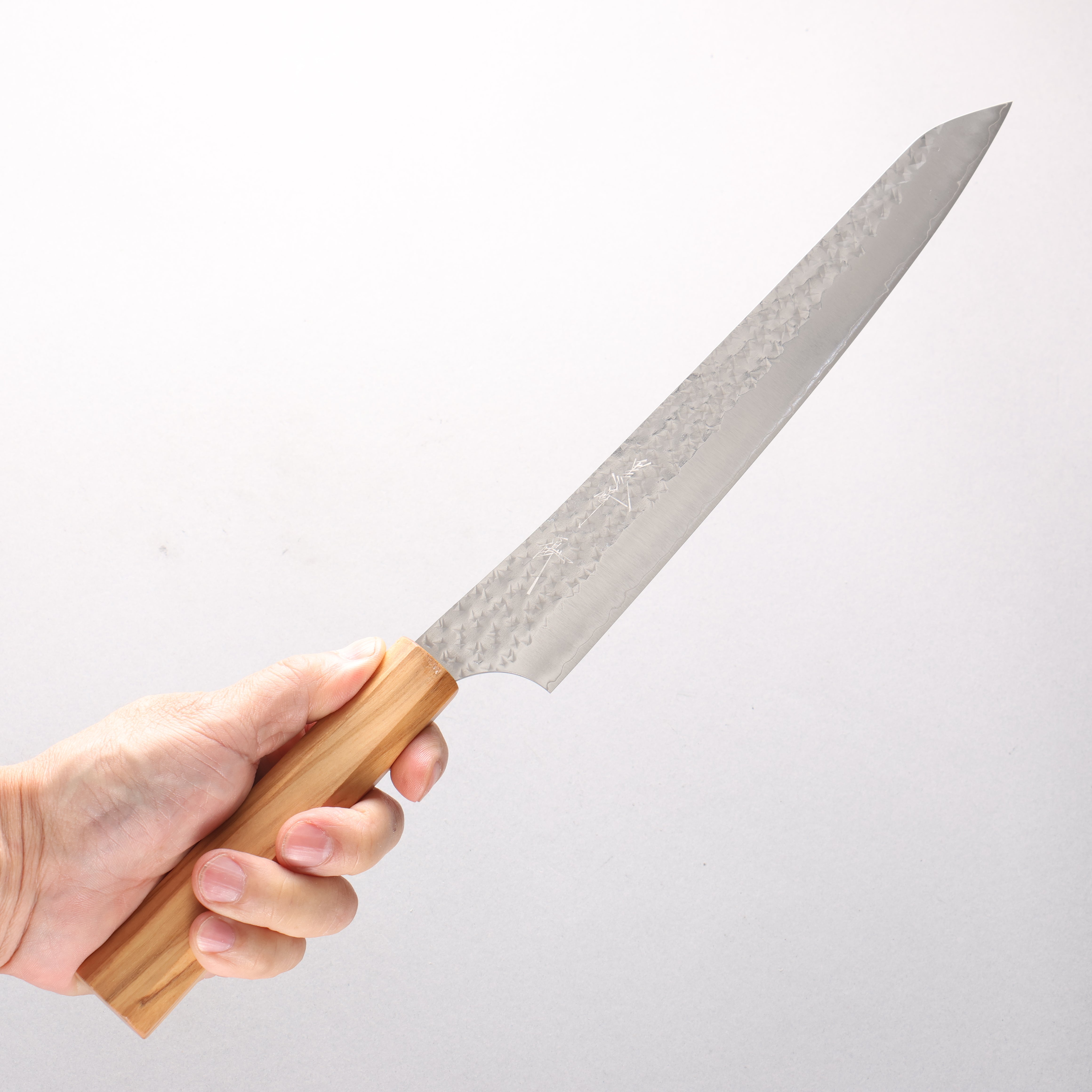Yu Kurosaki Senko Ei SG2 Hammered Sujihiki 240mm Olive tree Handle - Seisuke Knife