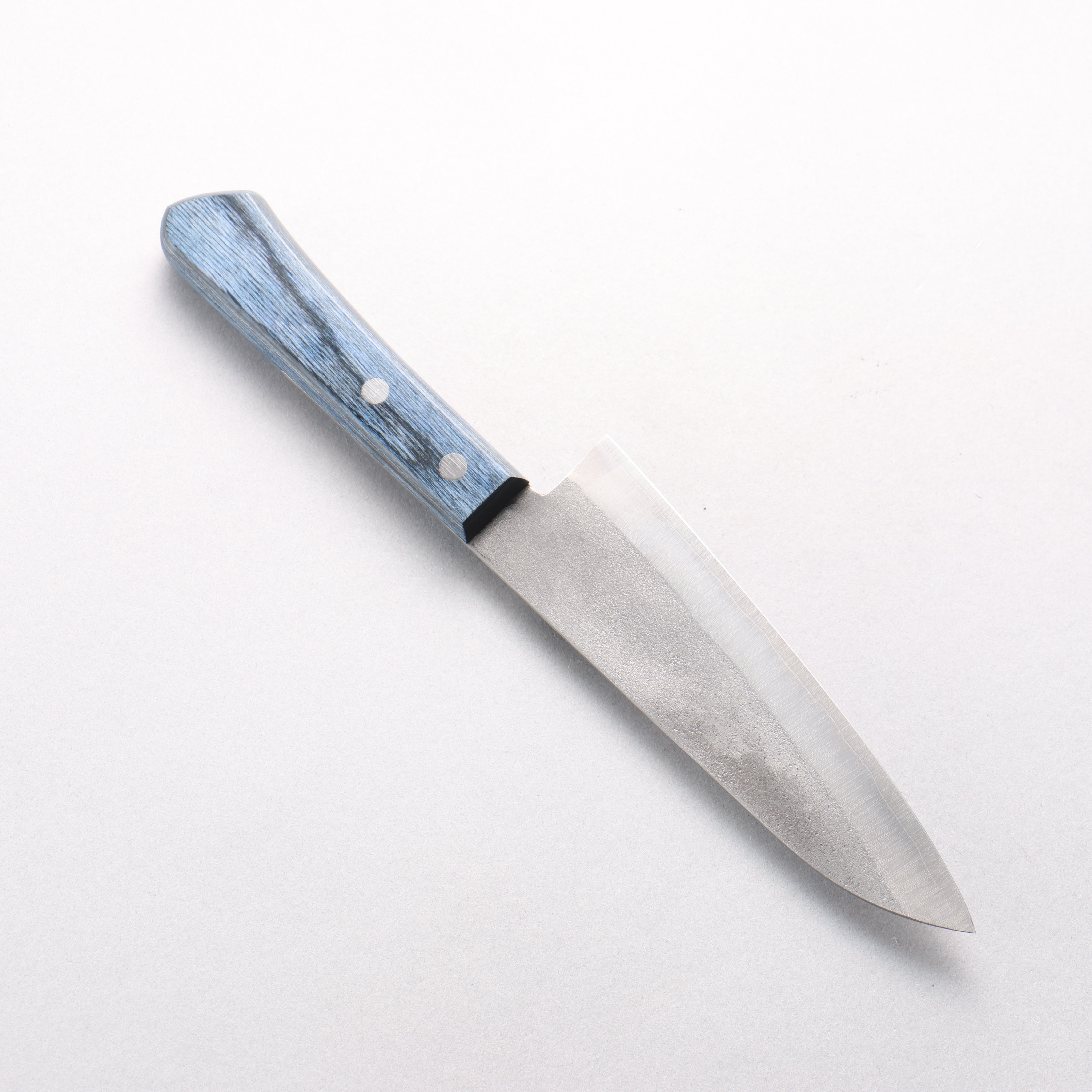 Shigeki Tanaka Silver Steel No.3 Nashiji Small Santoku 150mm Blue Pakka wood Handle - Seisuke Knife