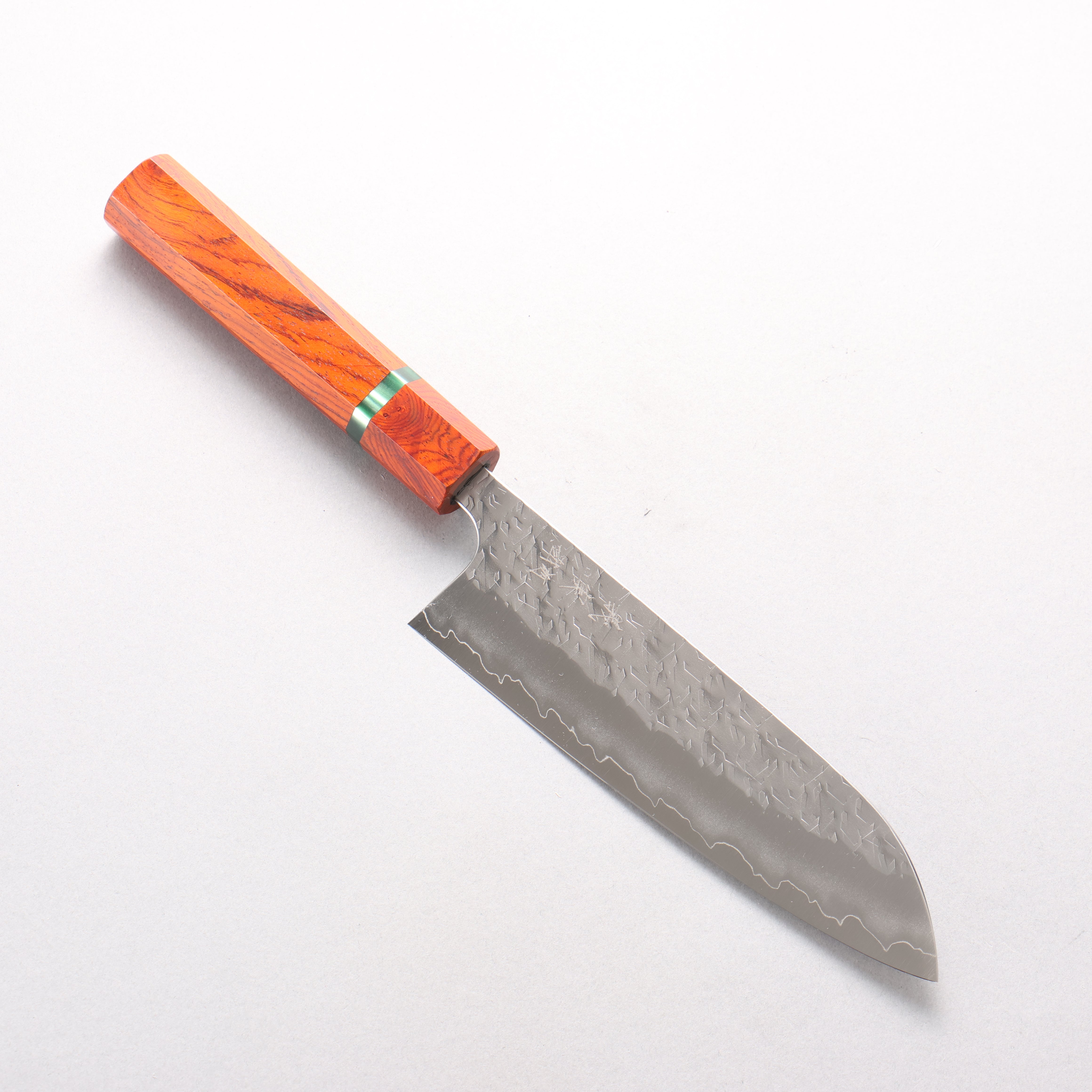 Yoshimi Kato Hyo SG2 Hammered Santoku 170mm Cocobolo (with Green Ring) Handle - Seisuke Knife