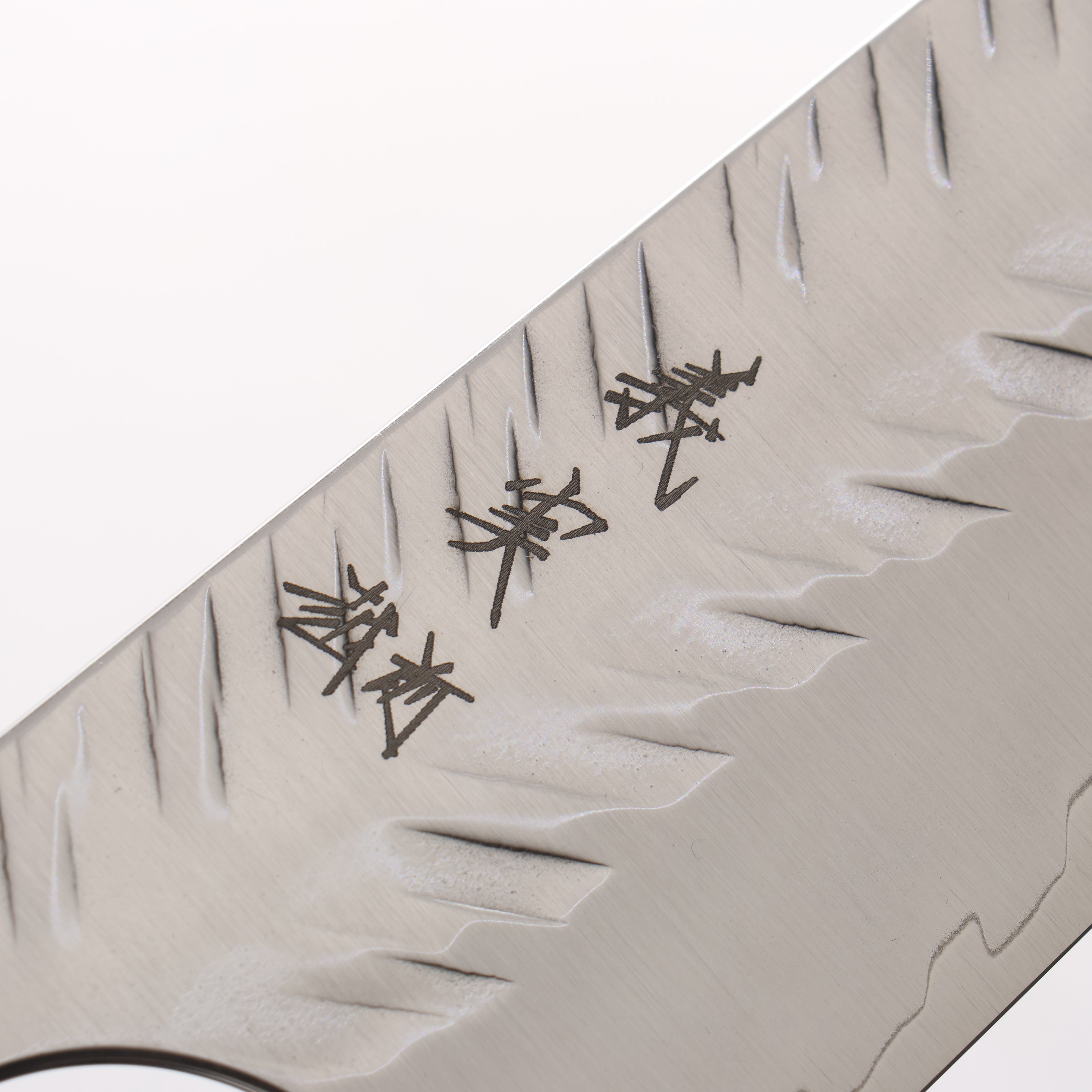 Yoshimi Kato SPG STRIX Hammered (V) Kiritsuke Gyuto 210mm Olive Tree and Green Resin Handle - Seisuke Knife