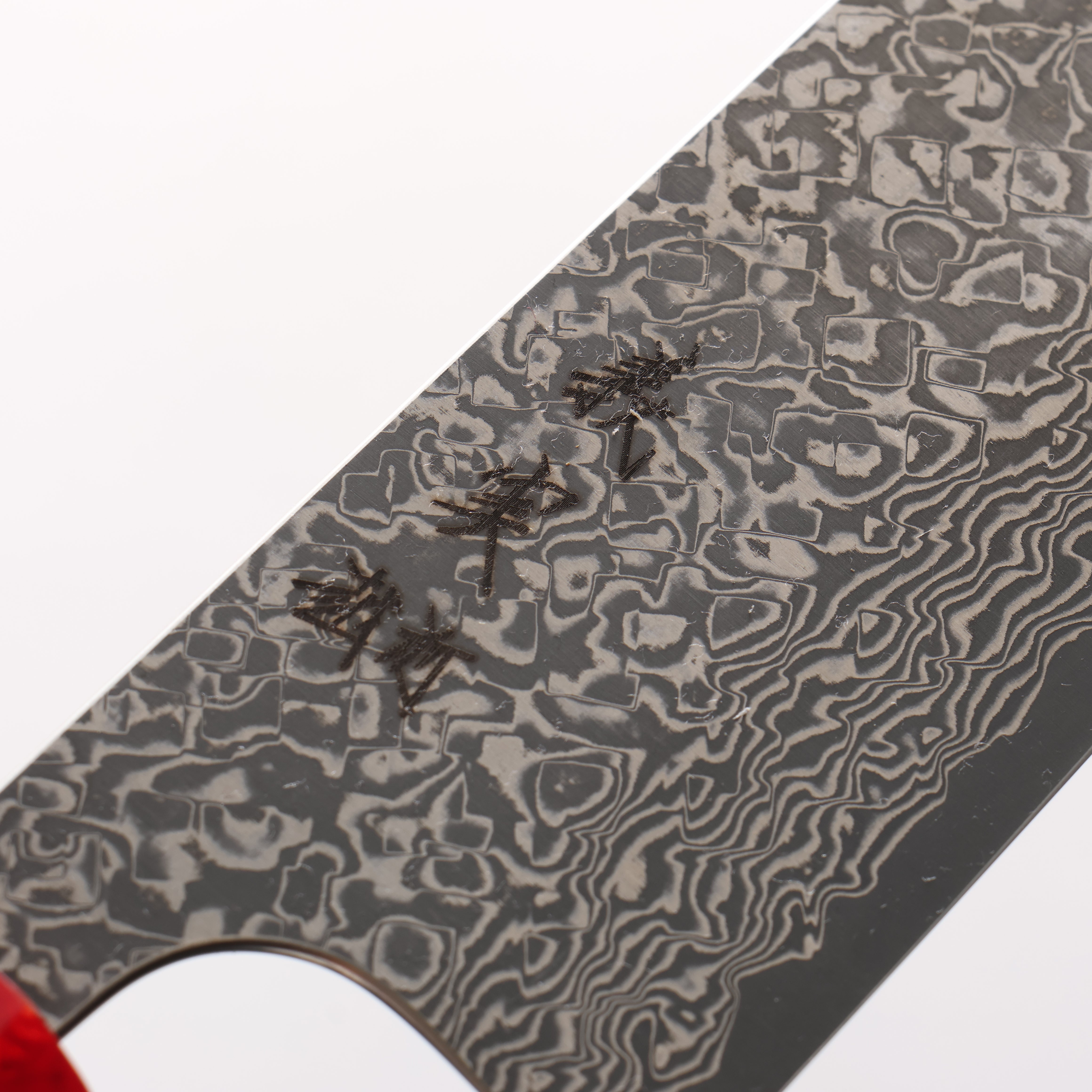 Yoshimi Kato VG10 Black Damascus Santoku 170mm Ebony (ferrule: Red Resin) Handle - Seisuke Knife