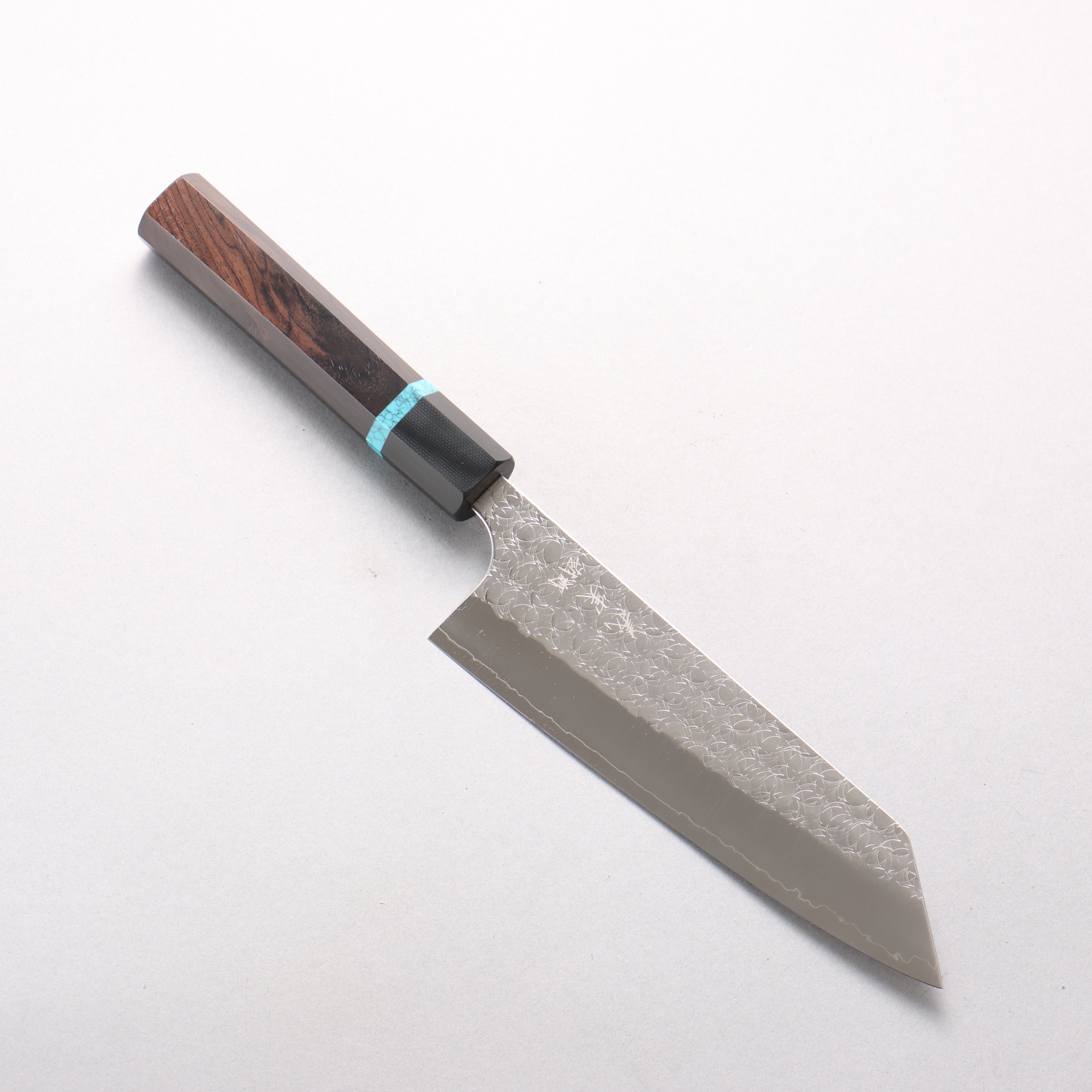 Yoshimi Kato Minamo SG2 Hammered Bunka 170mm African Rosewood with Blue Turquoise Ring (ferrule: G10) Handle - Seisuke Knife