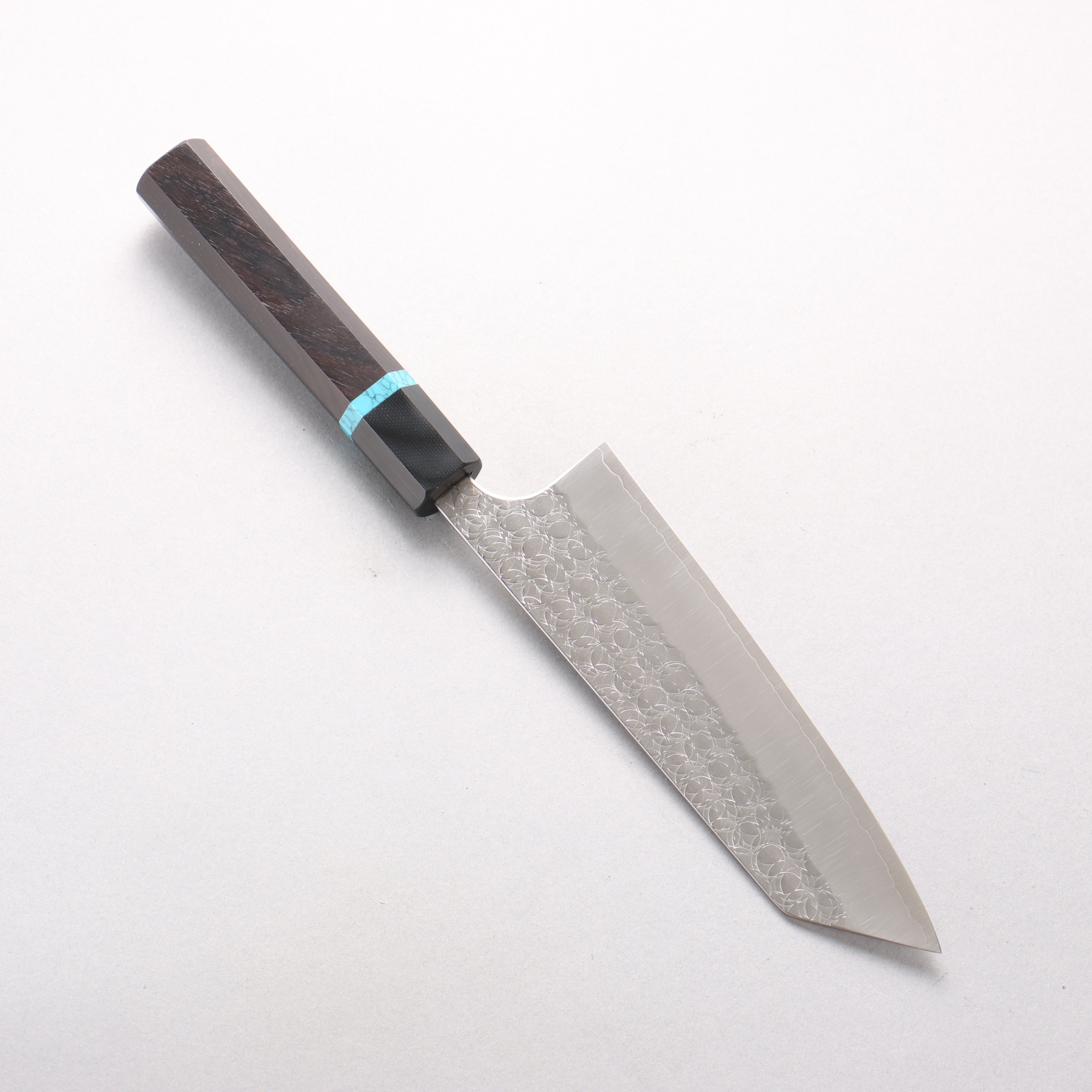 Yoshimi Kato Minamo SG2 Hammered Bunka 170mm African Rosewood with Blue Turquoise Ring (ferrule: G10) Handle - Seisuke Knife