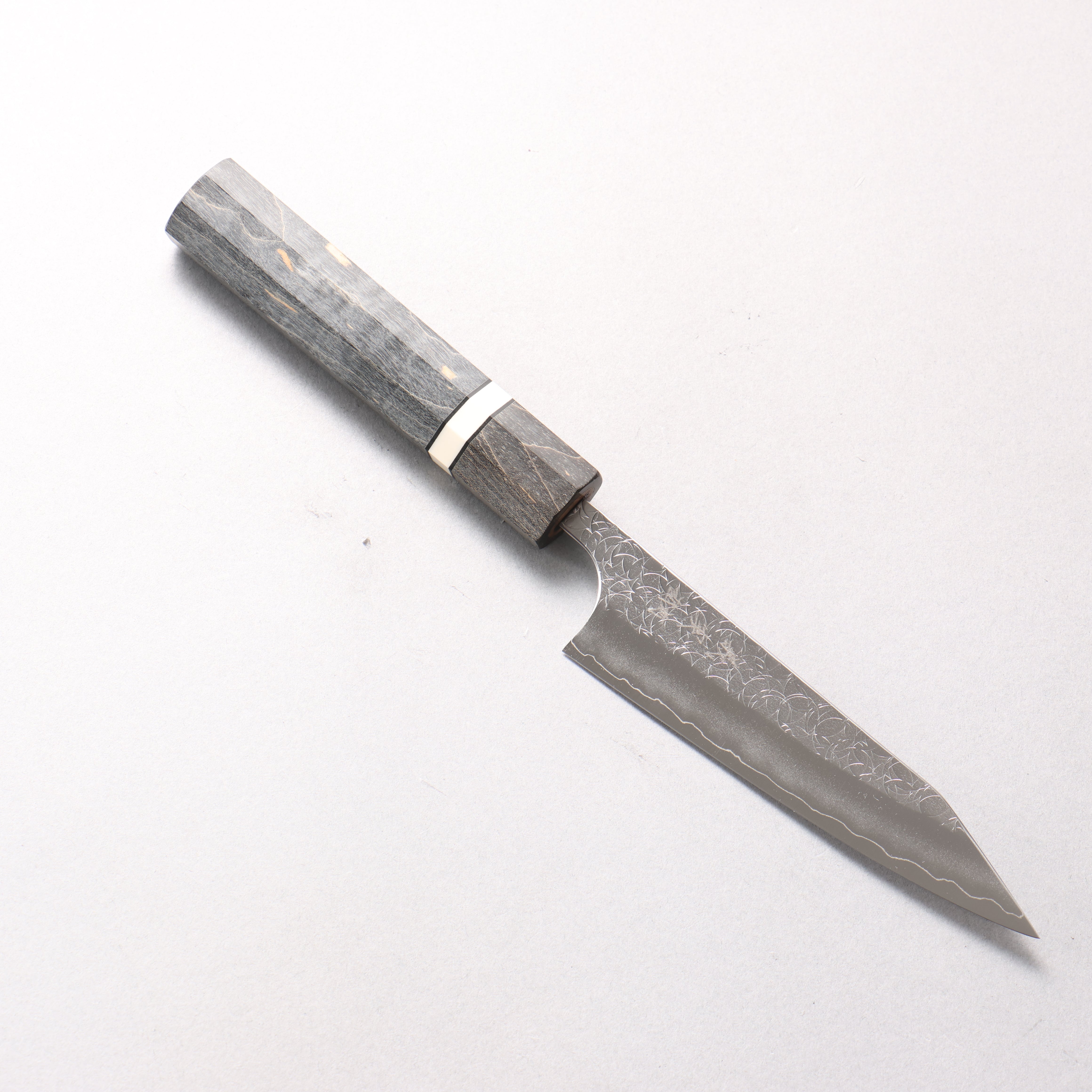 Yoshimi Kato Minamo SG2 Hammered Kiritsuke Petty-Utility 120mm Gray Stabilized Wood (White Ring) Handle