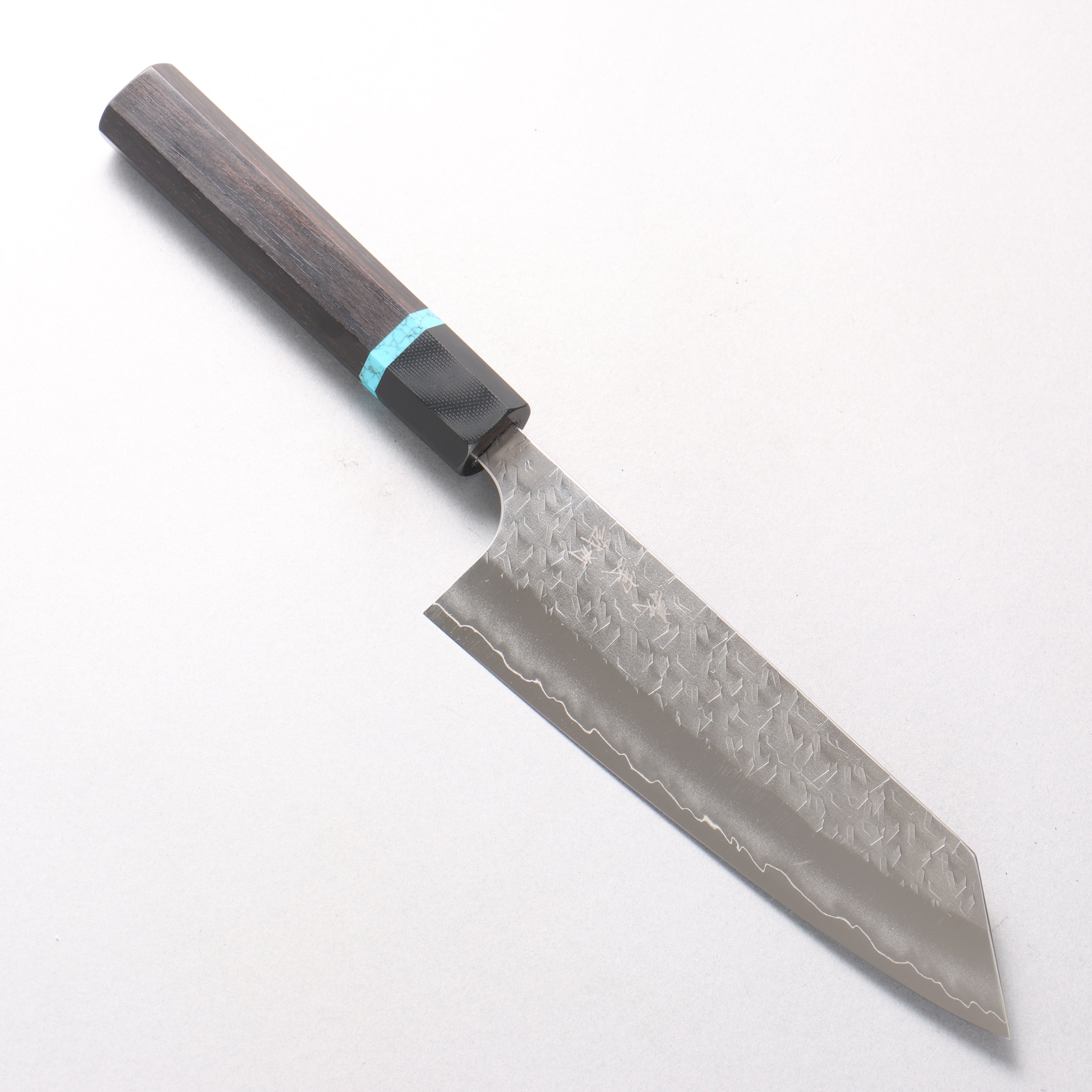 Yoshimi Kato Hyo SG2 Hammered Bunka 170mm African Rosewood with Blue Turquoise Ring (ferrule: G10) Handle