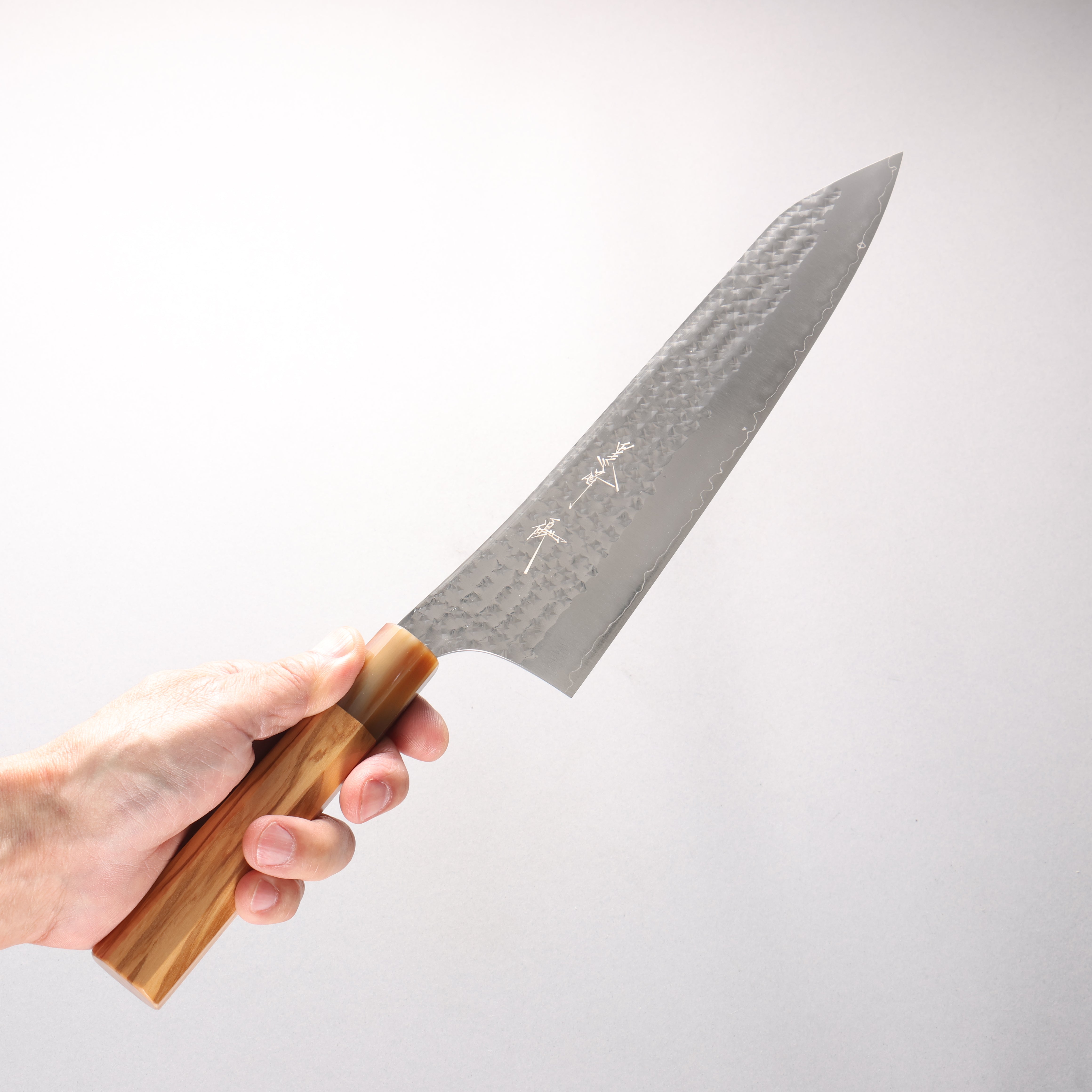 Yu Kurosaki Senko Ei SG2 Hammered Gyuto 240mm Olive tree (ferrule: Water Buffalo Horn) Handle