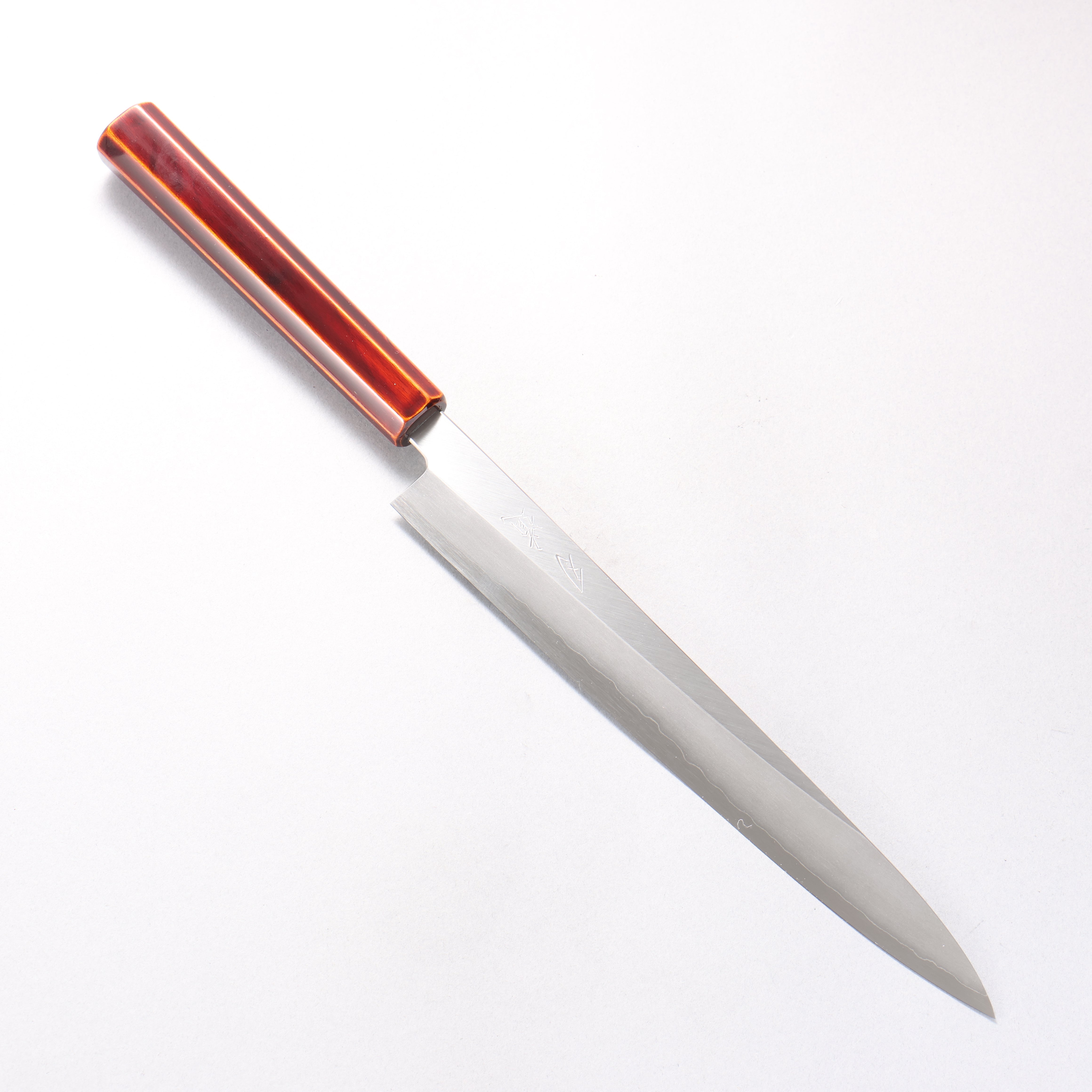 Hado Silver Steel No.3 Migaki Sujihiki 240mm Kijiro-Nuri Lacquered Handle - Seisuke Knife