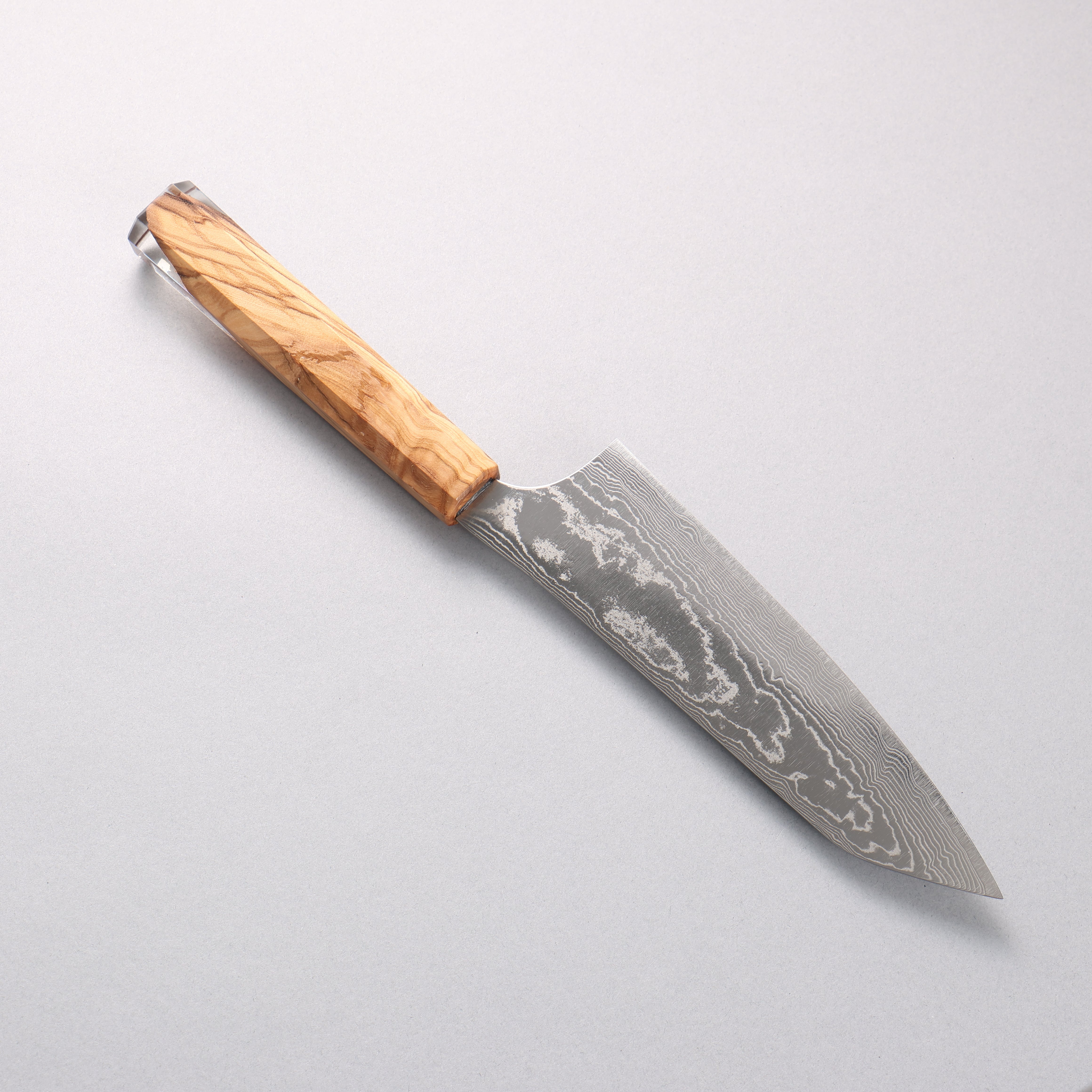 Yu Kurosaki Suiun SG2 Damascus Bunka 170mm Olive Tree and Clear Resin Handle