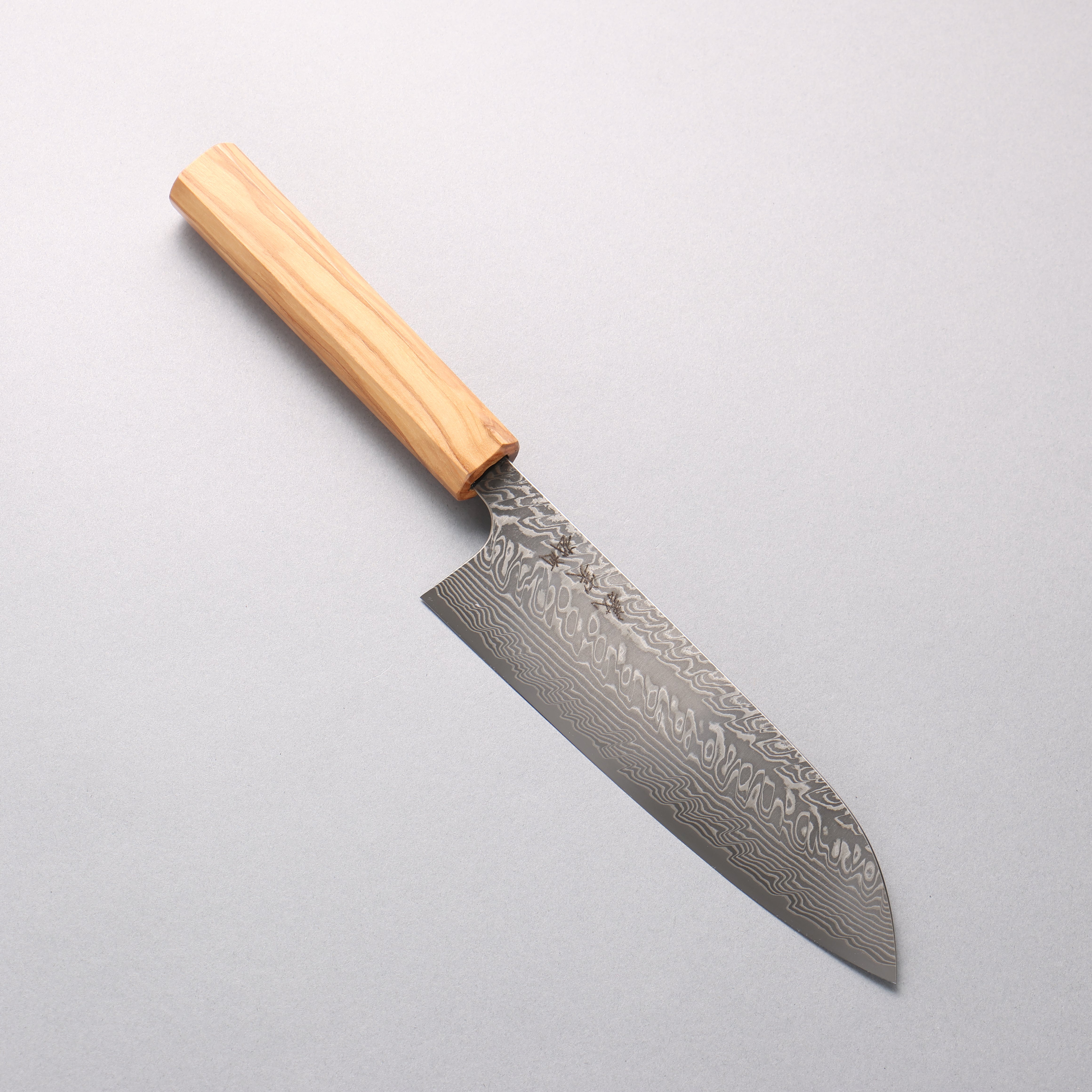 Yoshimi Kato SG2 Black Damascus Santoku 170mm Olive tree Handle