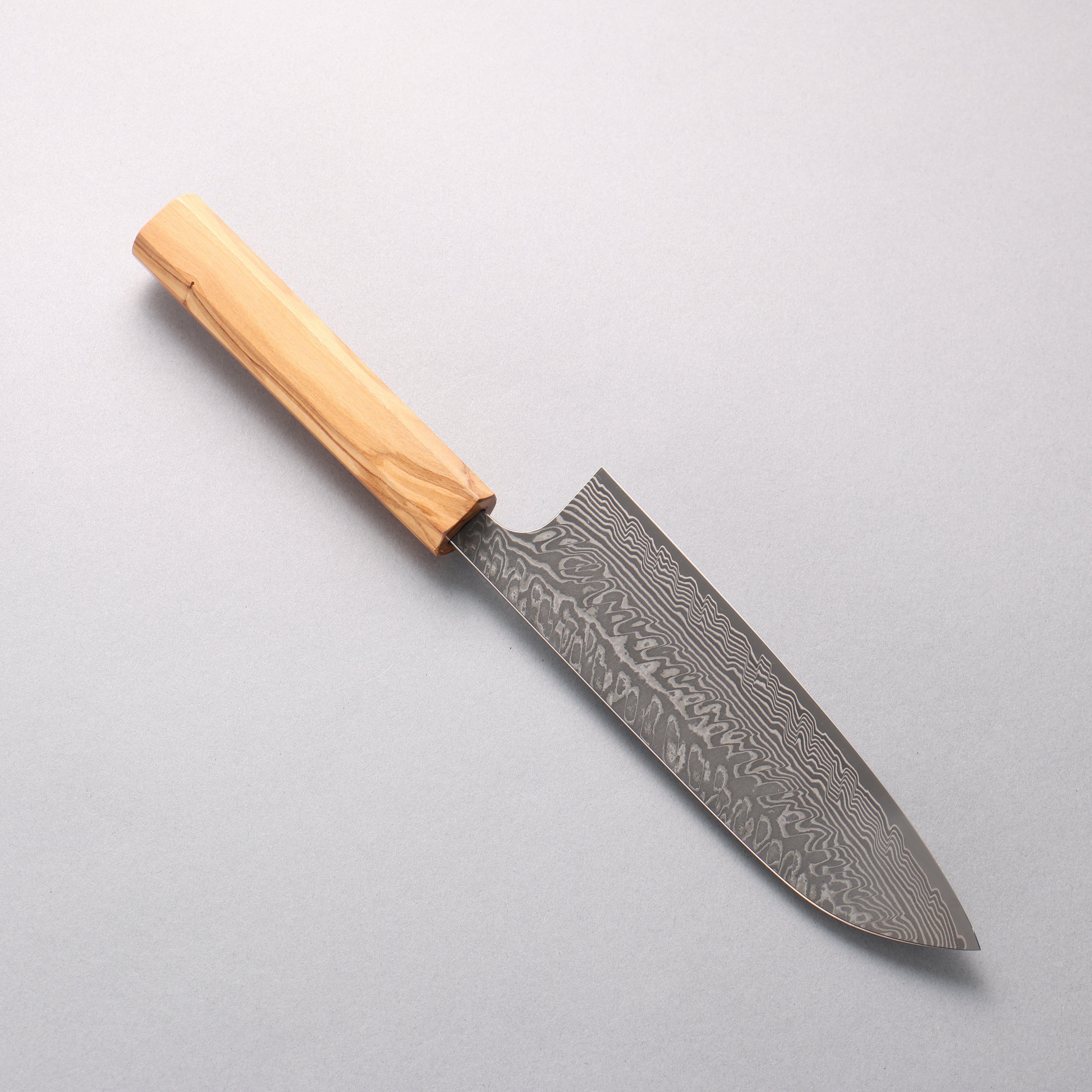 Yoshimi Kato SG2 Black Damascus Santoku 170mm Olive tree Handle