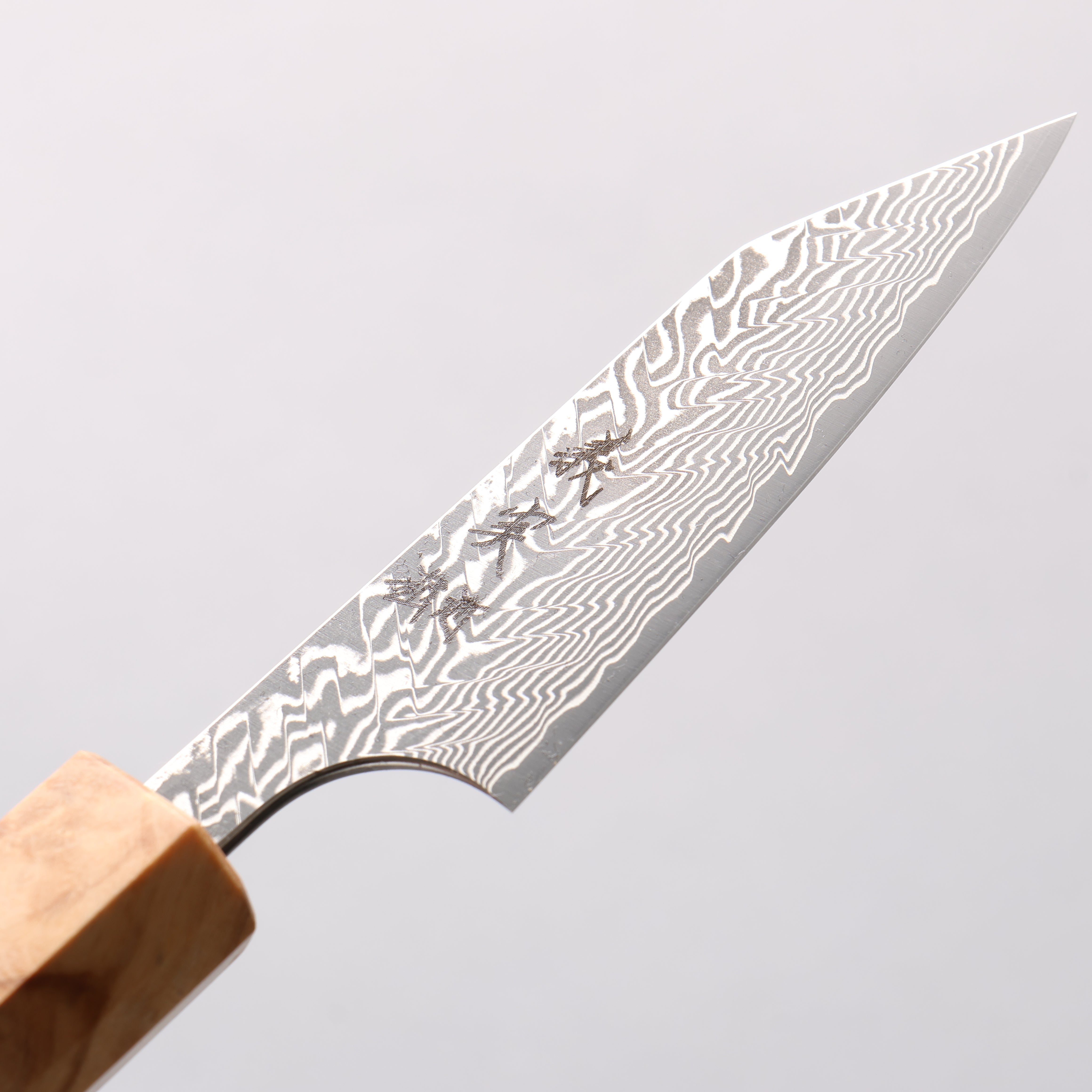 Yoshimi Kato SG2 Black Damascus Kiritsuke Petty-Utility 80mm Olive Tree and Black/White Marble Resin Handle
