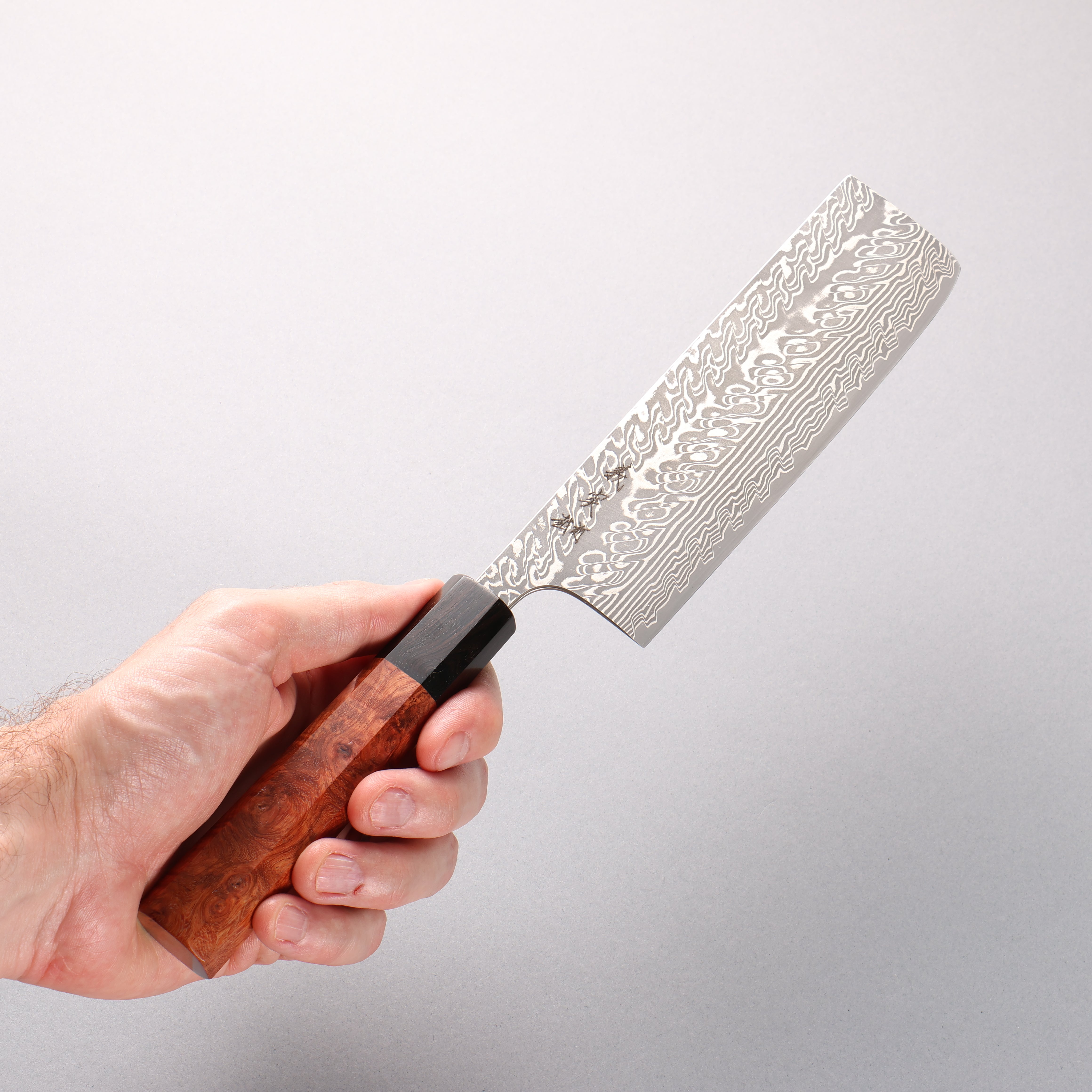 Yoshimi Kato SG2 Black Damascus Nakiri 165mm Chinese Quince (Ferrule: Ebony) Handle