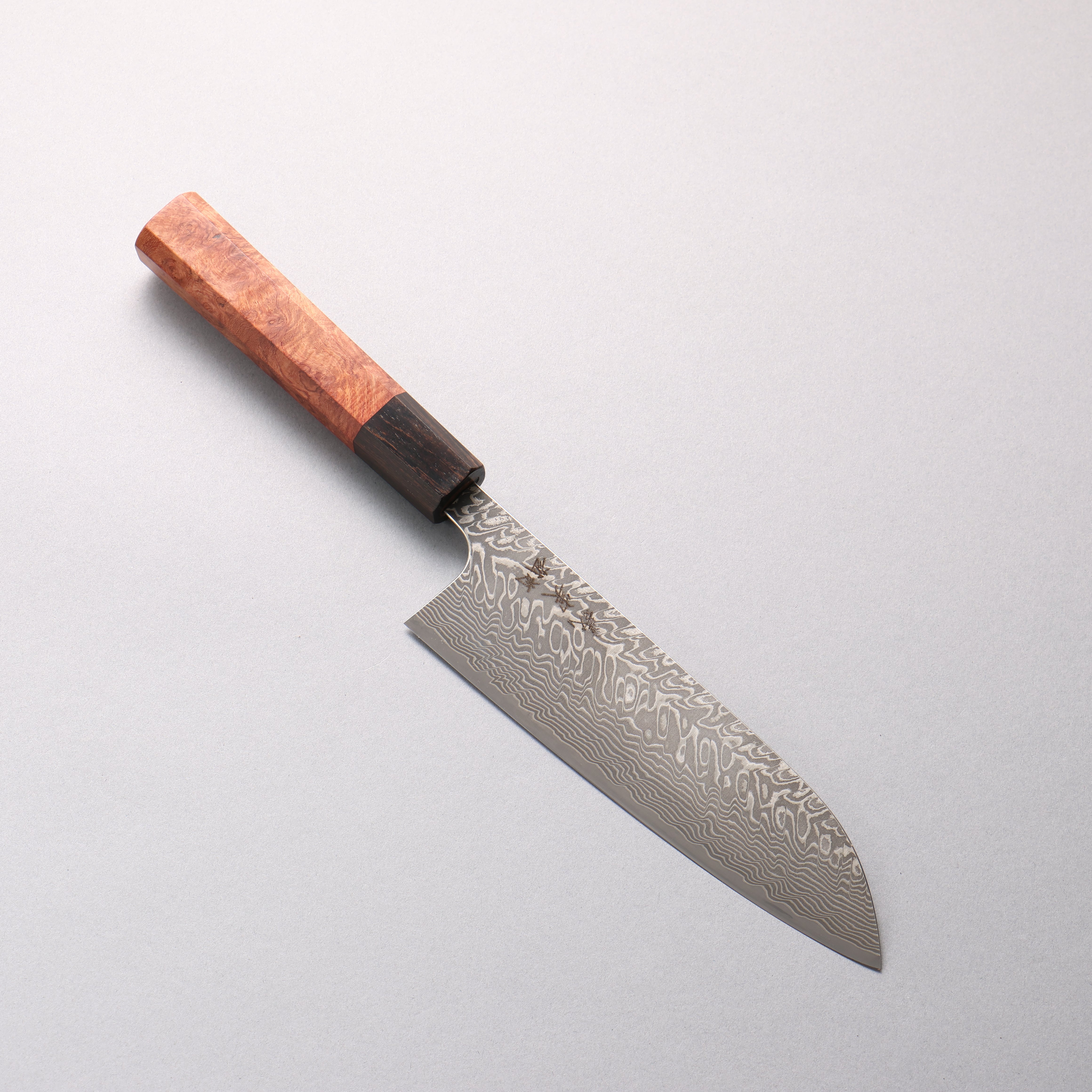 Yoshimi Kato SG2 Black Damascus Santoku 170mm Chinese Quince (Ferrule: Ebony) Handle