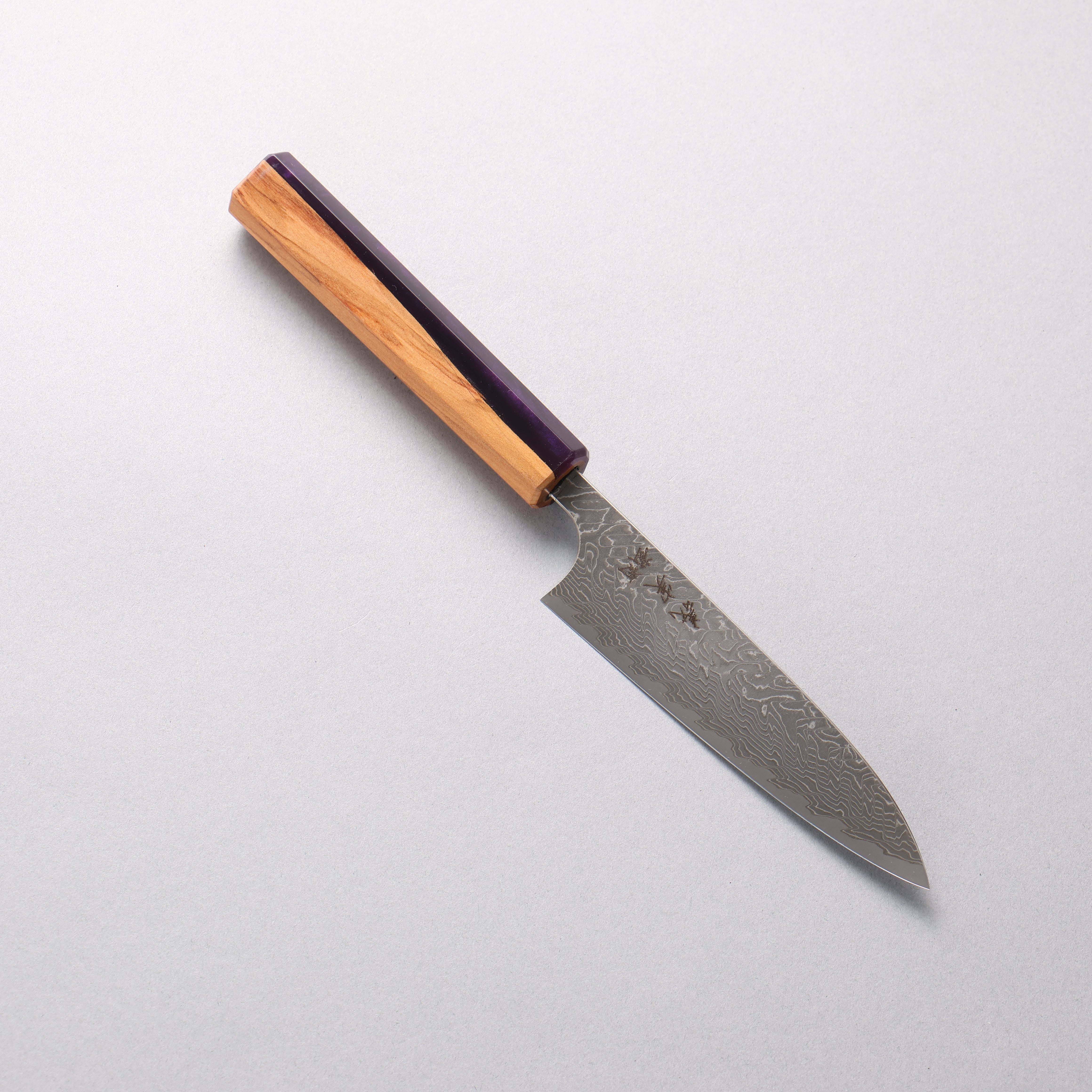 Yoshimi Kato SG2 Black Damascus Petty-Utility 120mm Olive Tree and Purple Resin Handle