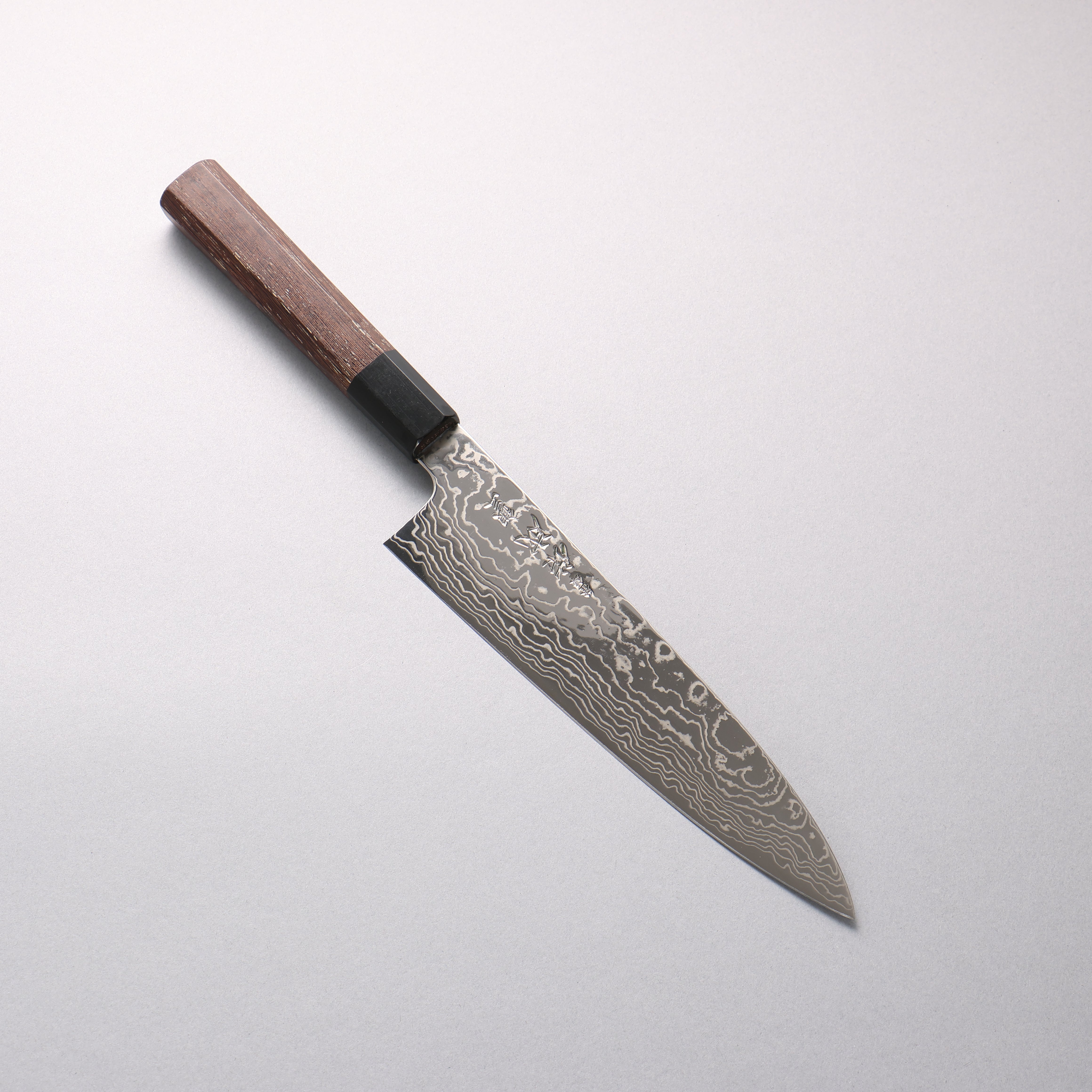 Sukenari Silver Steel No.3 Mirrored Finish Damascus Gyuto 210mm Wenge (ferrule: Black Buffalo Horn) Handle