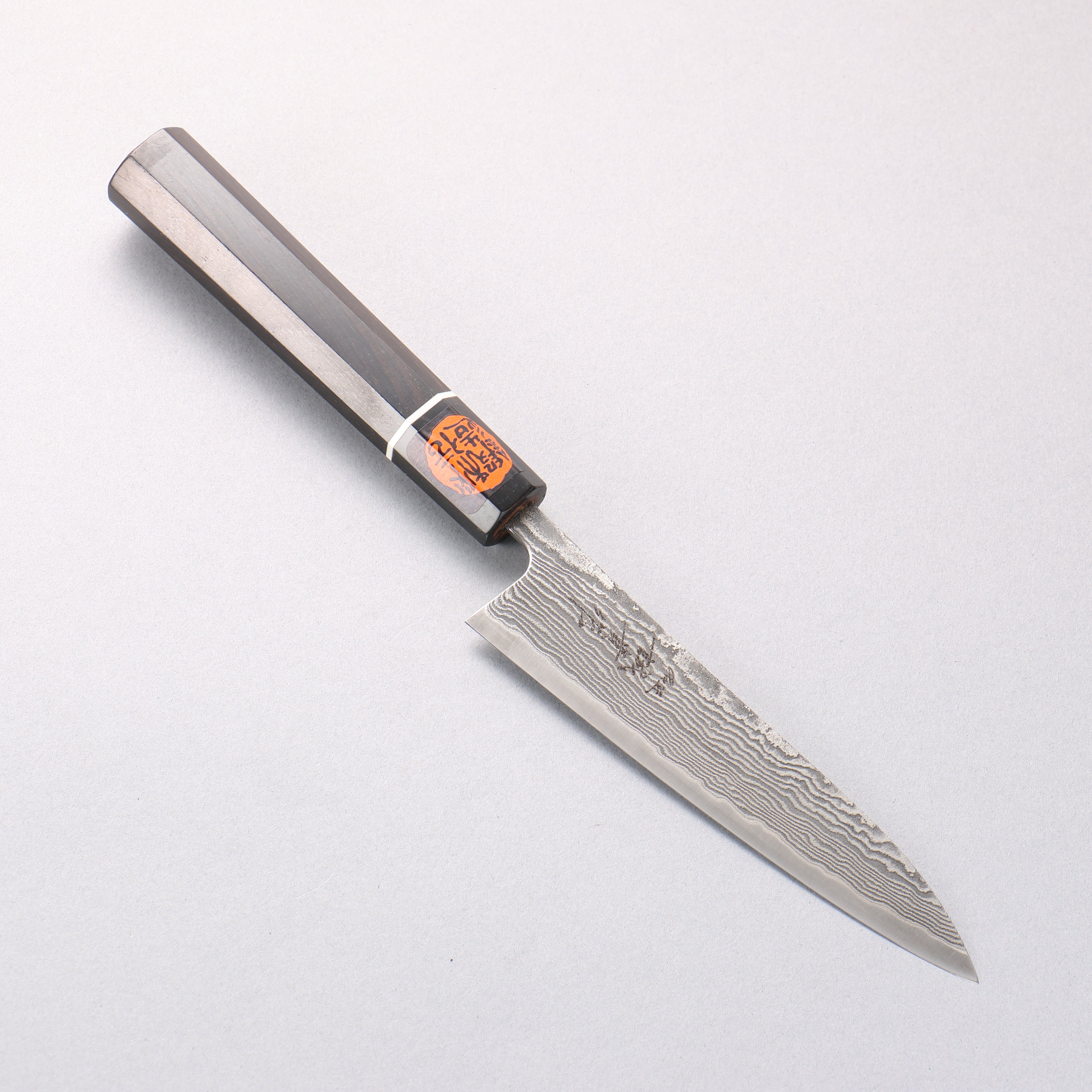 Shigeki Tanaka Habakiri SG2 Damascus Petty-Utility 135mm Ebony Wood Handle - Seisuke Knife