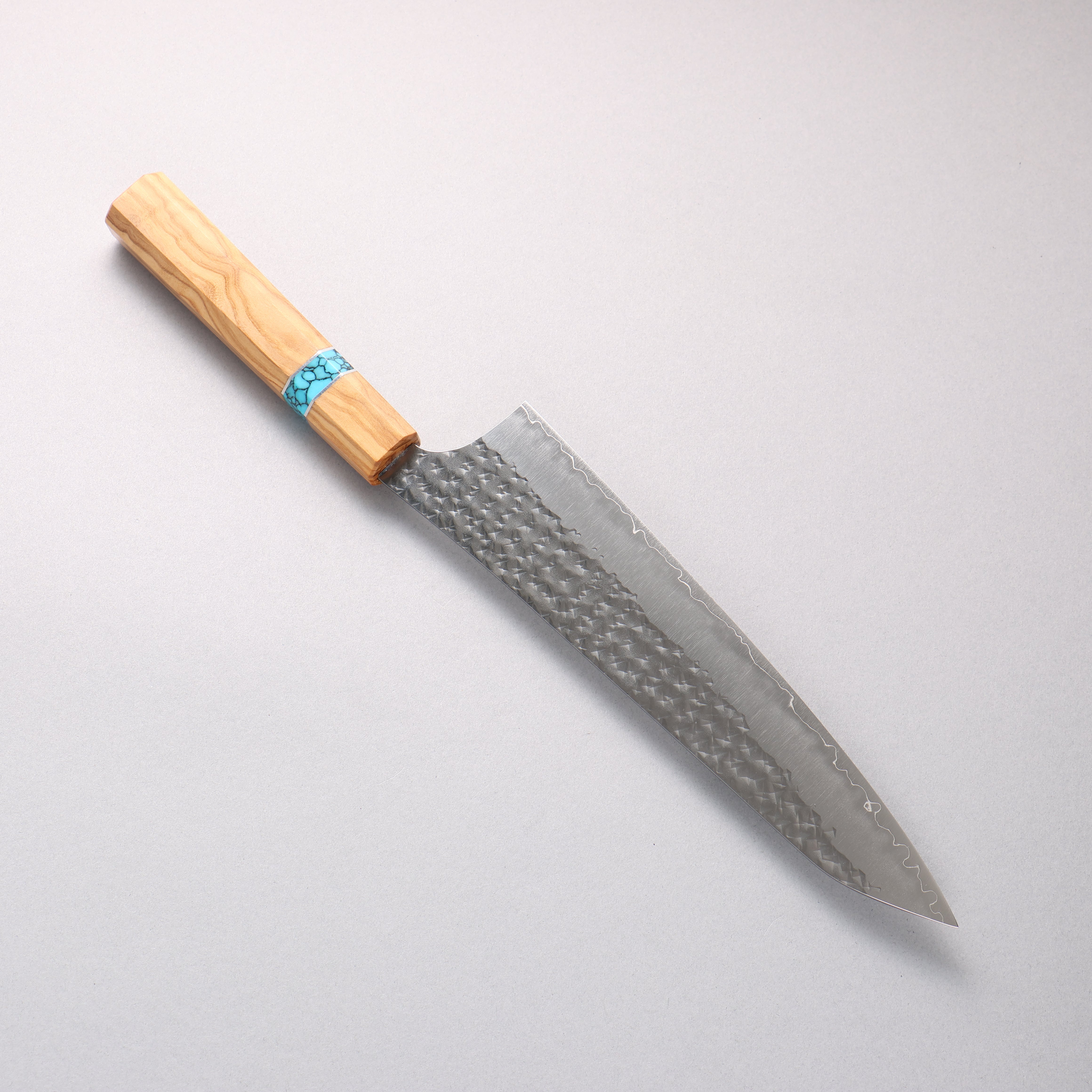 Yu Kurosaki Senko Ei SG2 Hammered Gyuto 210mm Olive Tree(Turquoise Ring) Handle - Seisuke Knife