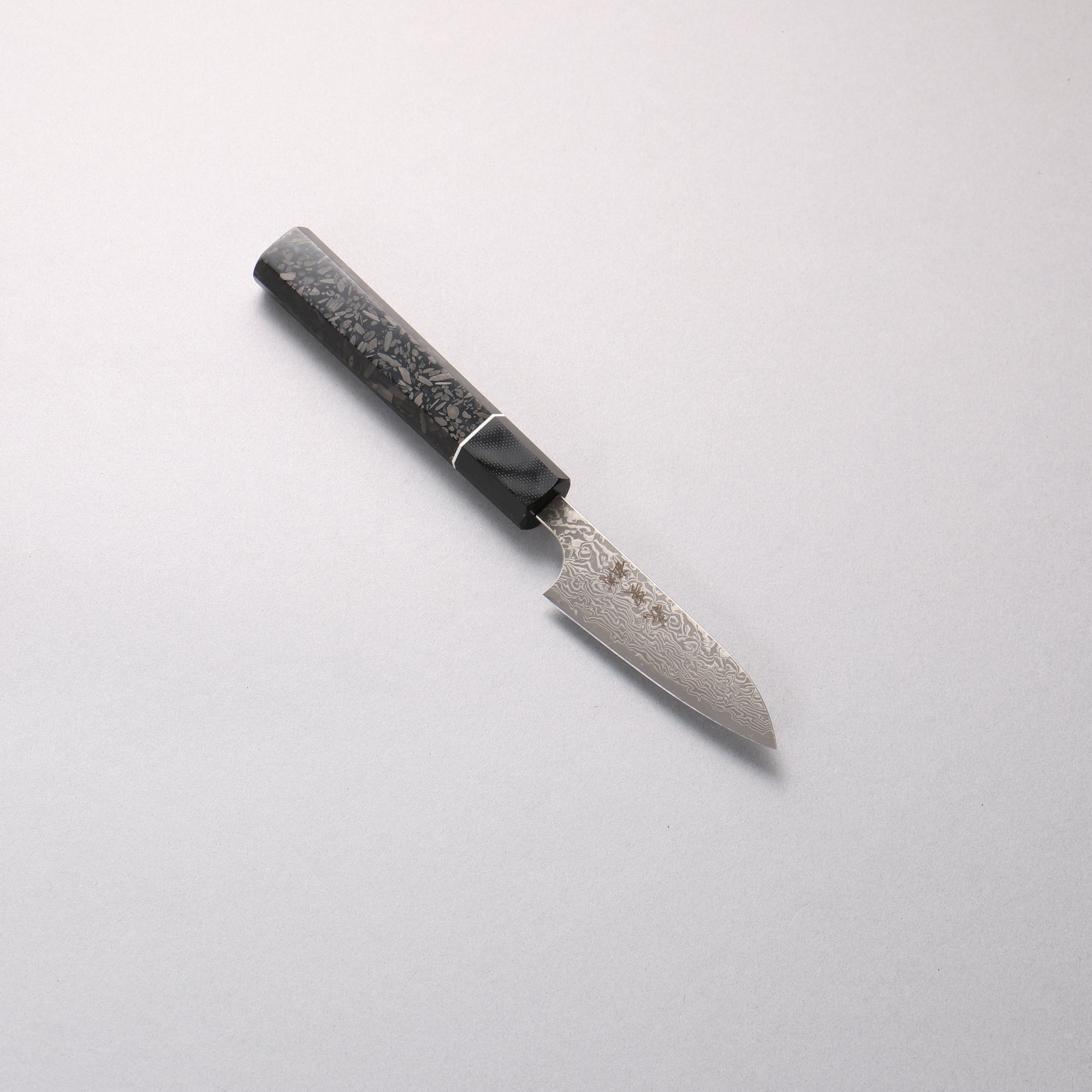 Yoshimi Kato VG10 Black Damascus Petty-Utility 80mm Carbon Fiber (ferrule: G10) Handle
