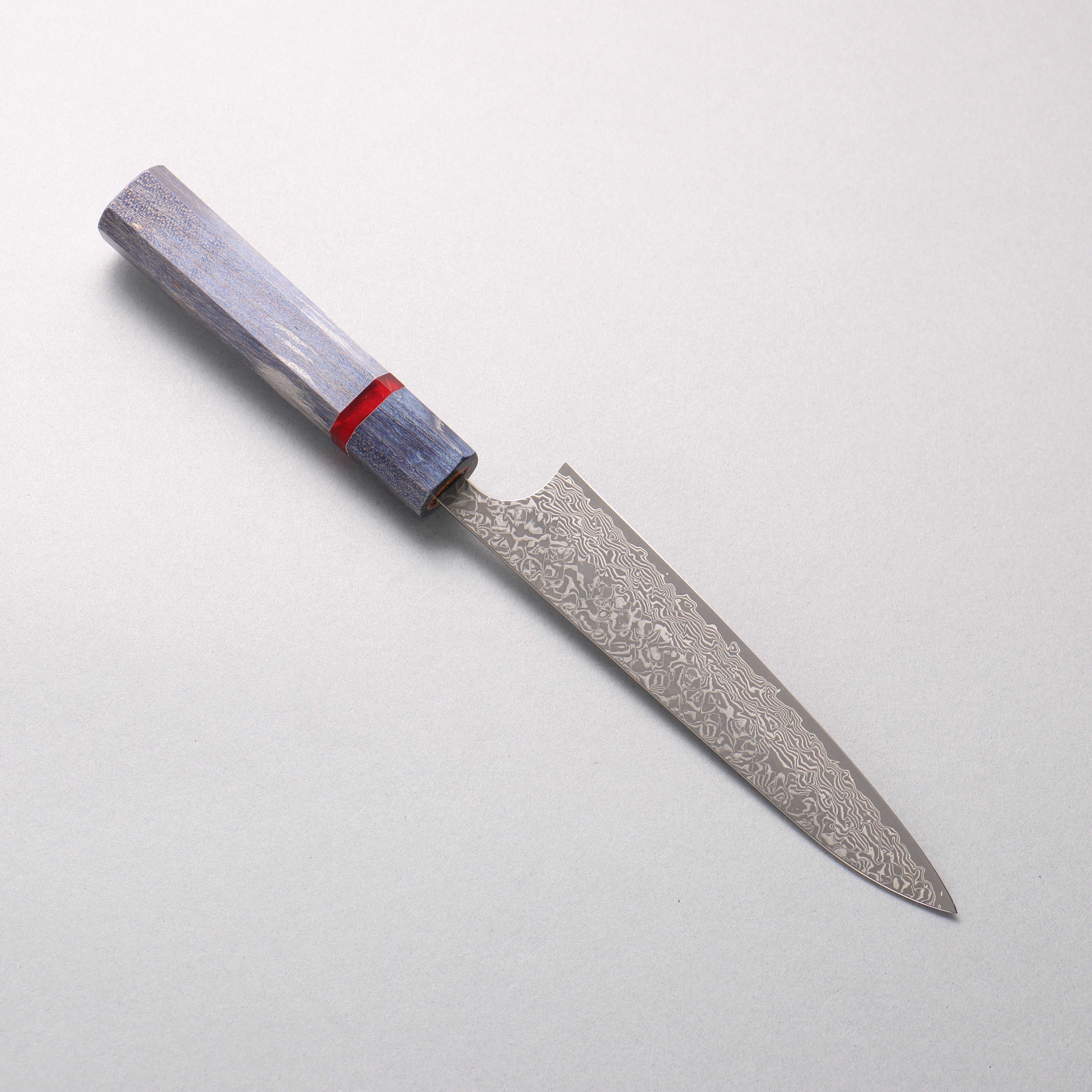 Yoshimi Kato VG10 Black Damascus Petty-Utility 150mm Blue Stabilized Wood (With Red Ring) Handle