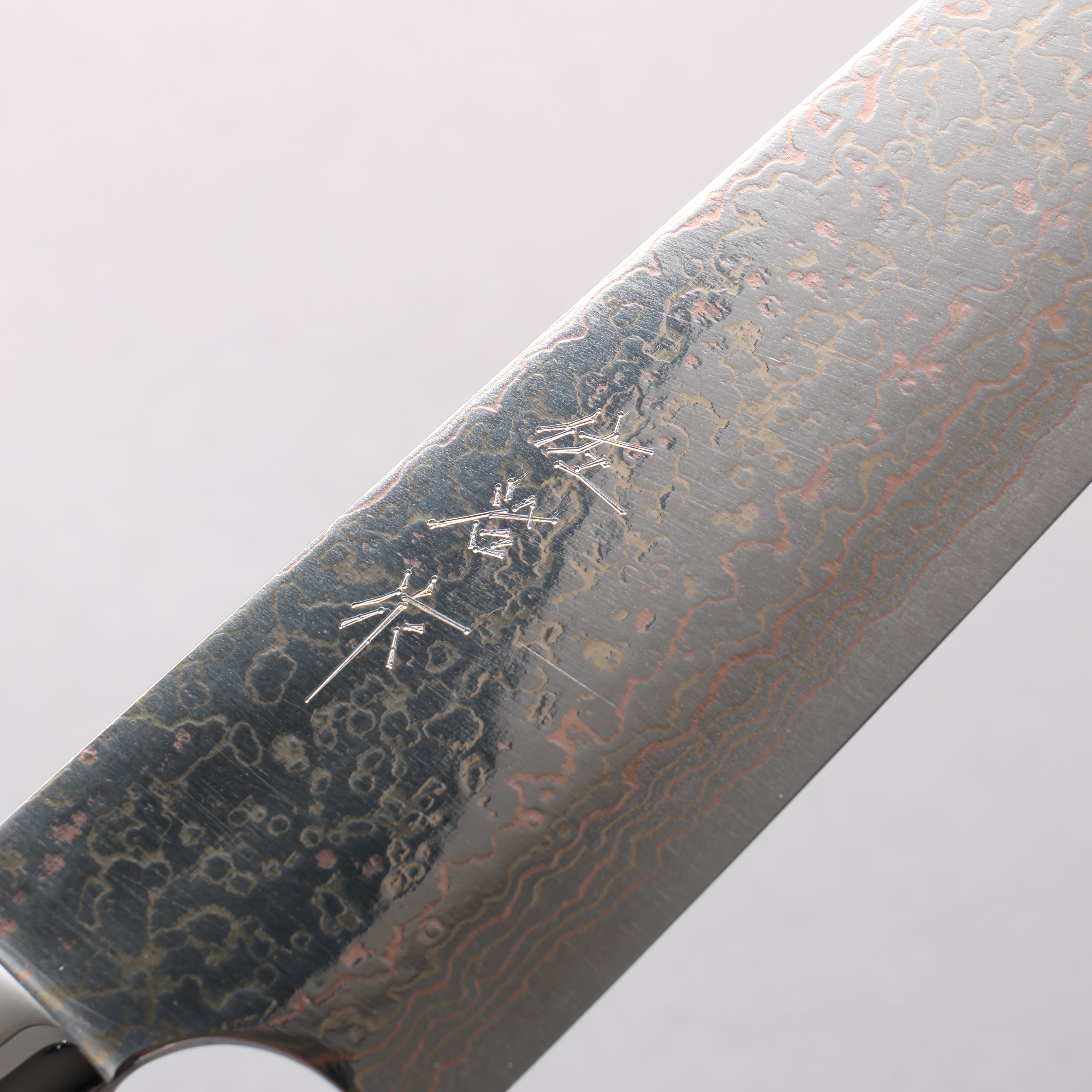 Takeshi Saji VG10w Colored Damascus Migaki Finished Santoku 180mm Blue and White Acrylic Handle