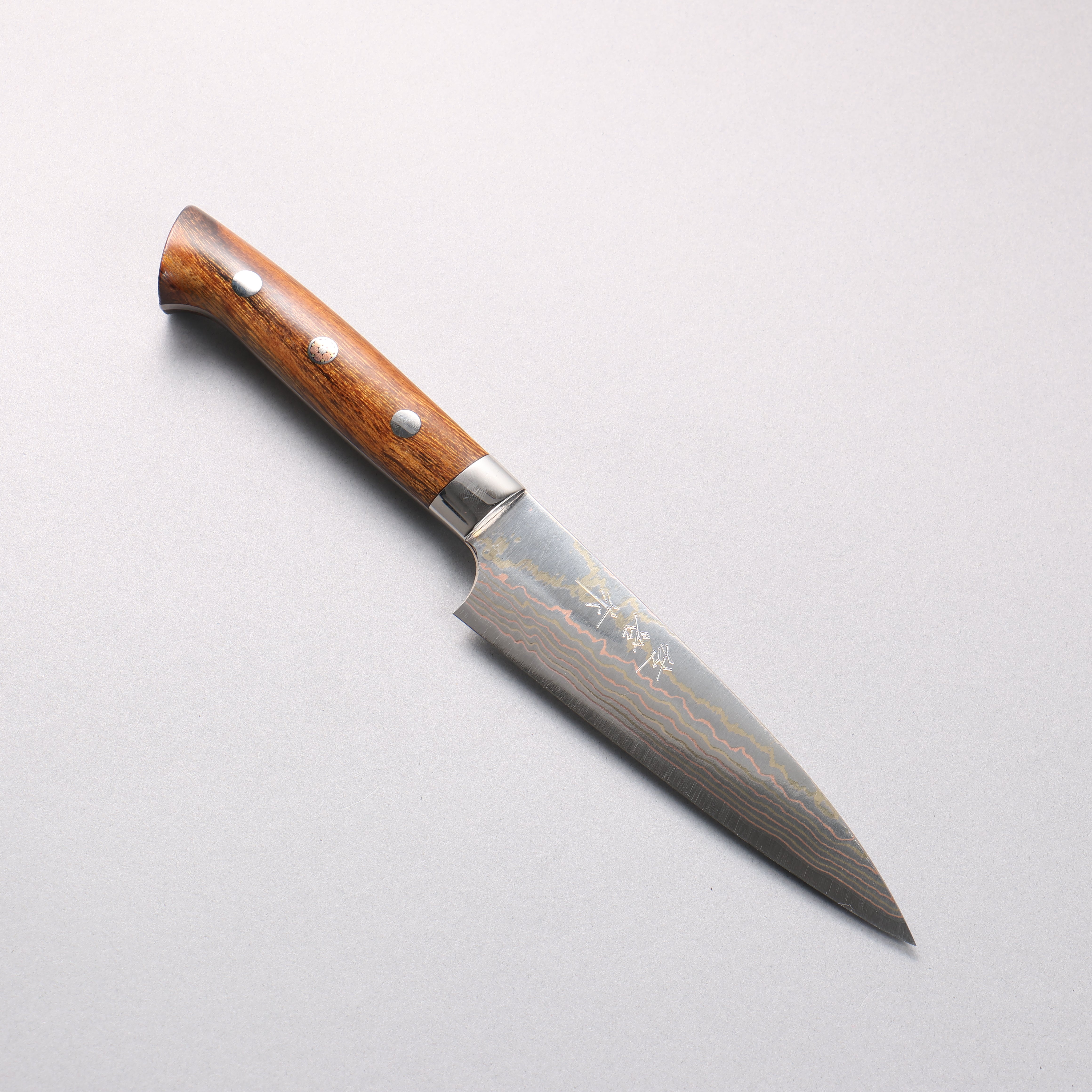 Takeshi Saji Blue Steel No.2 Colored Damascus Migaki Finished Petty-Utility 130mm Ironwood Handle