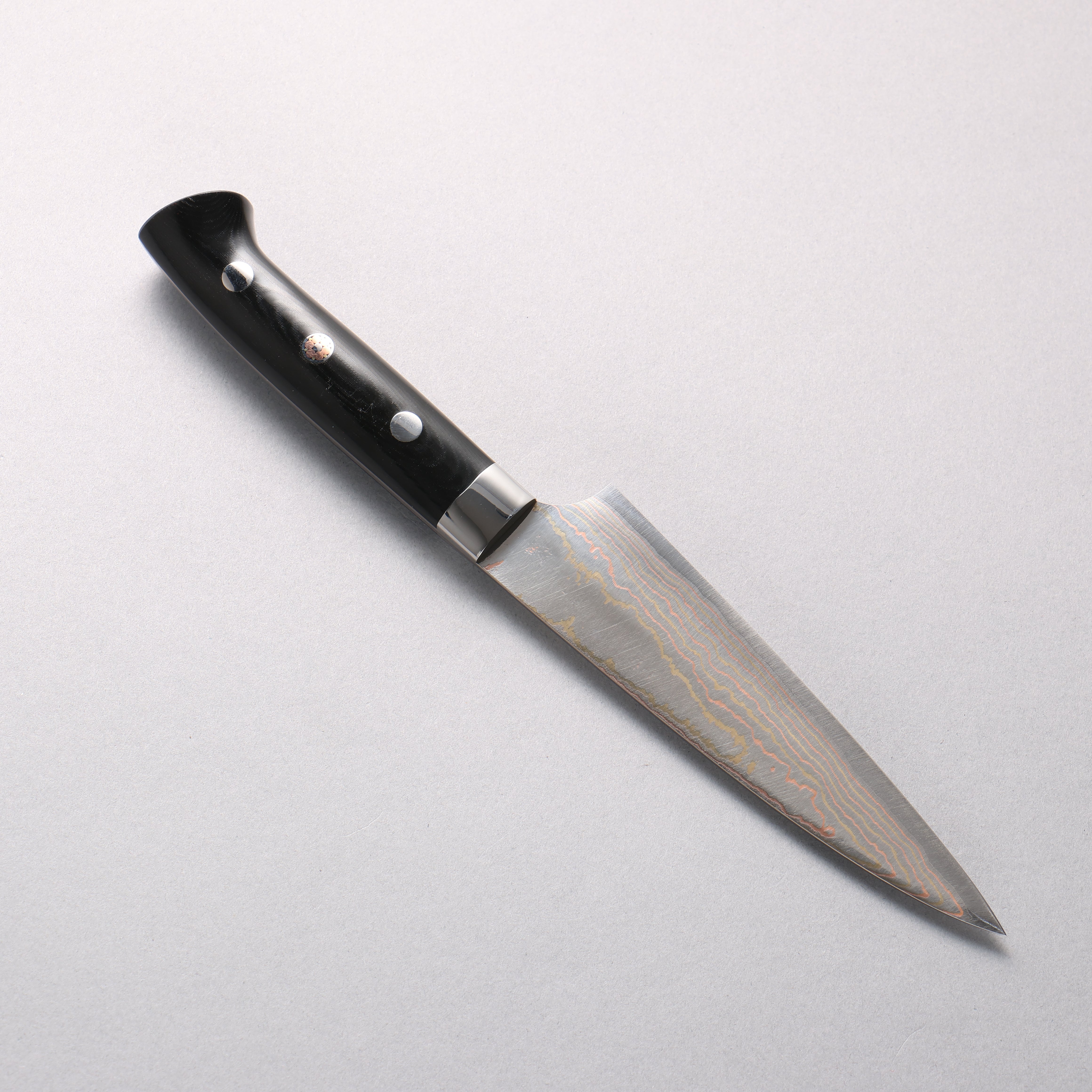 Takeshi Saji Blue Steel No.2 Colored Damascus Migaki Finished Petty-Utility 135mm Cloud Colored Micarta Handle