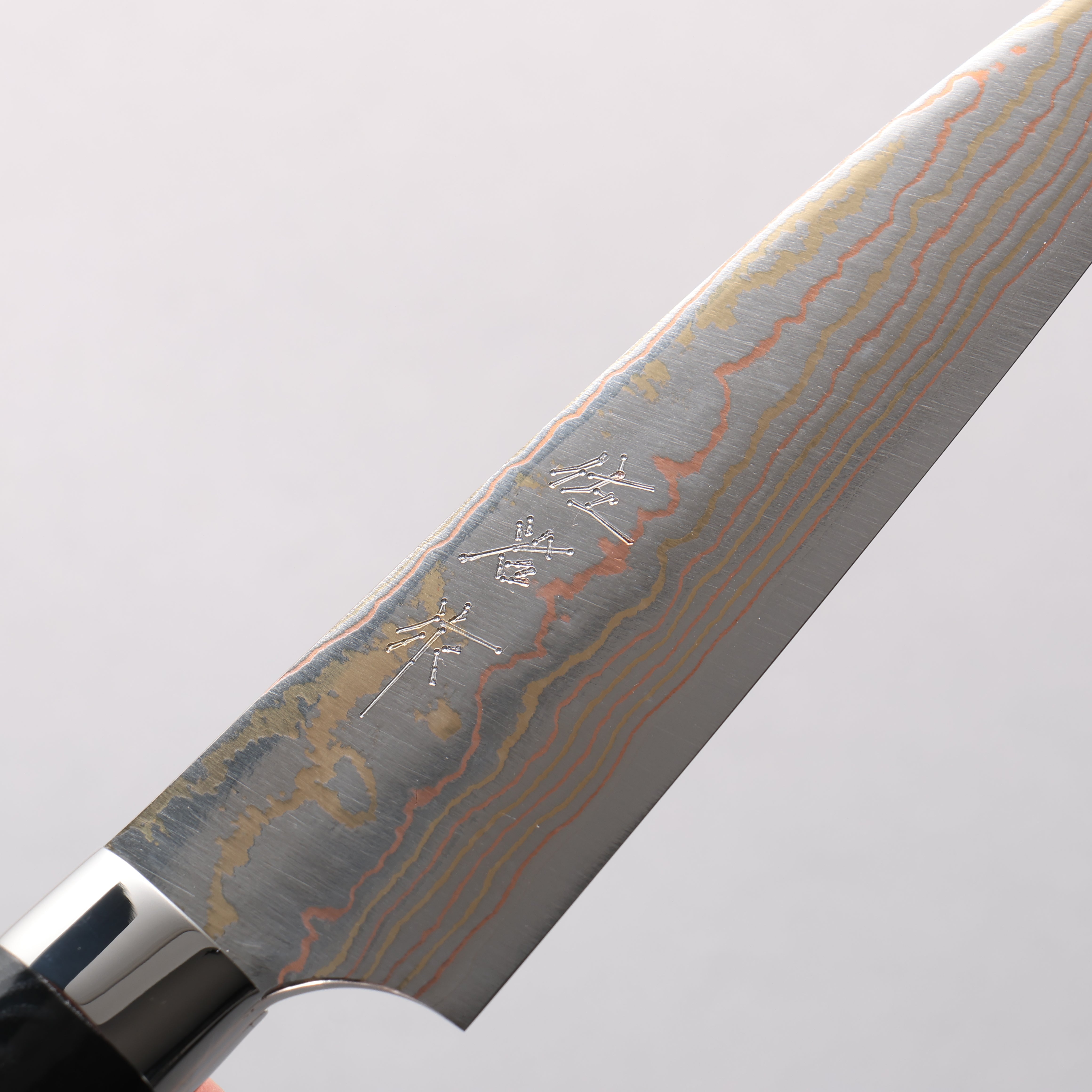 Takeshi Saji Blue Steel No.2 Colored Damascus Migaki Finished Petty-Utility 135mm Cloud Colored Micarta Handle