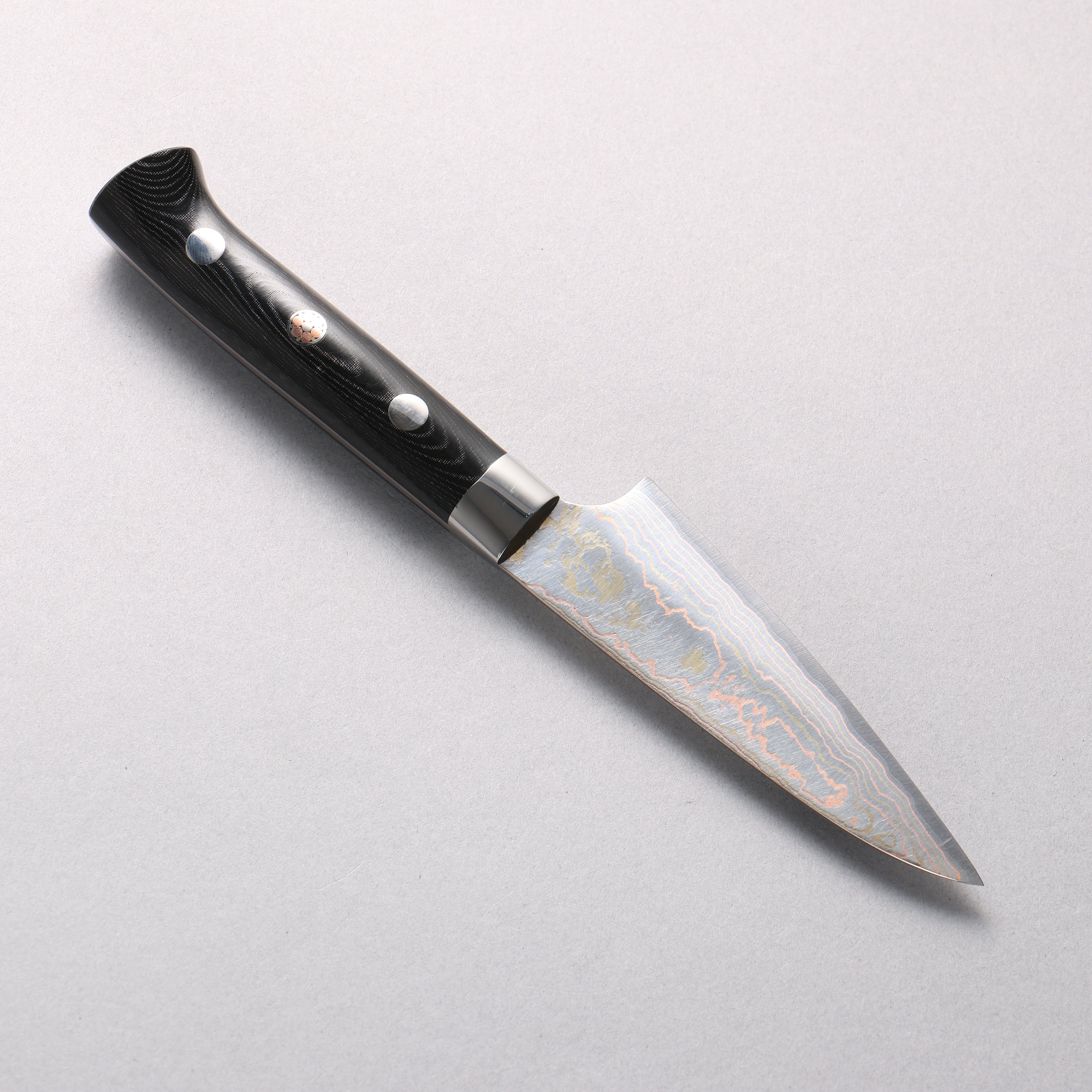 Takeshi Saji Blue Steel No.2 Colored Damascus Migaki Finished Petty-Utility 90mm Cloud Colored Micarta Handle