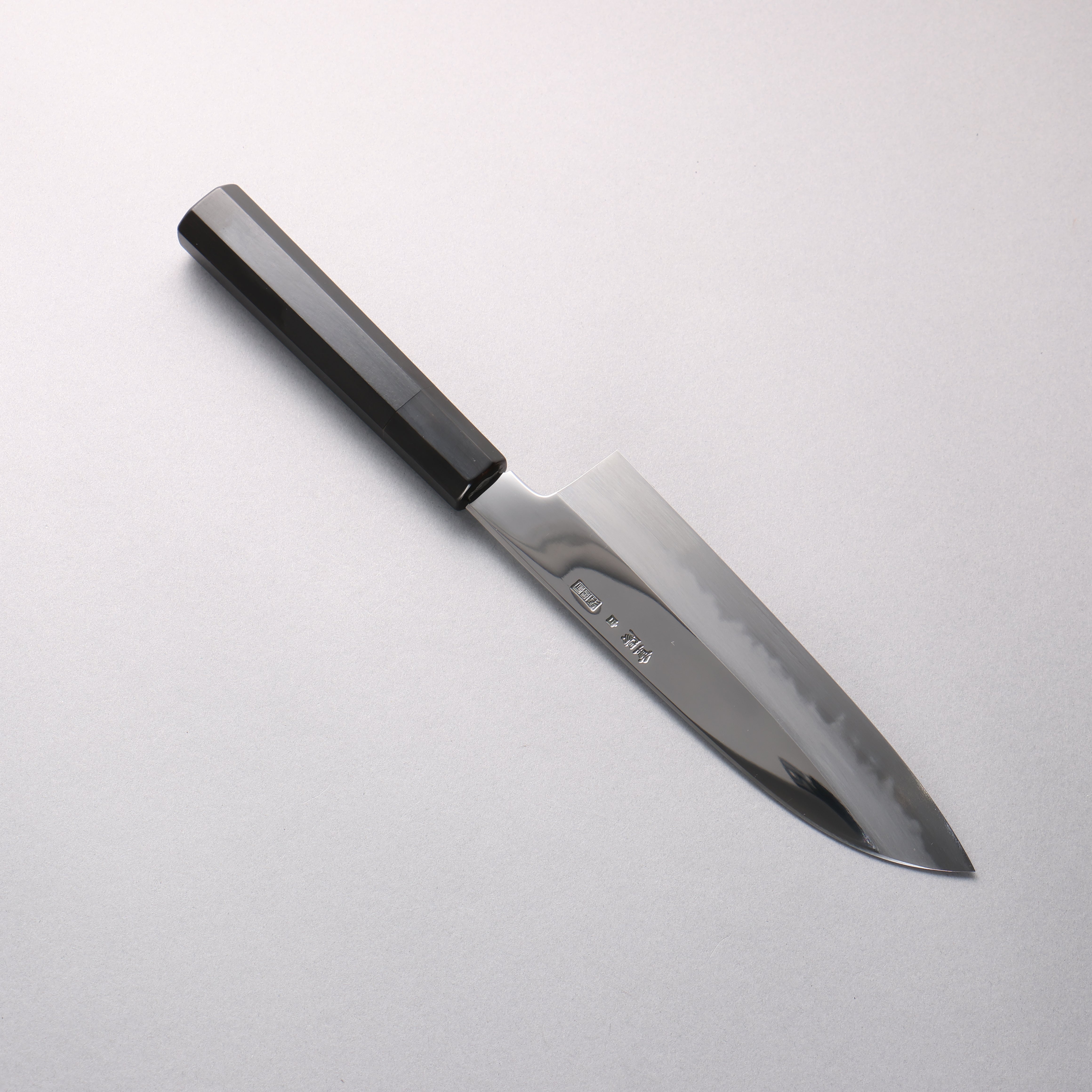 Choyo White Steel Migaki Santoku 180mm Ebony Wood & Black Water Buffalo Horn Handle - Seisuke Knife