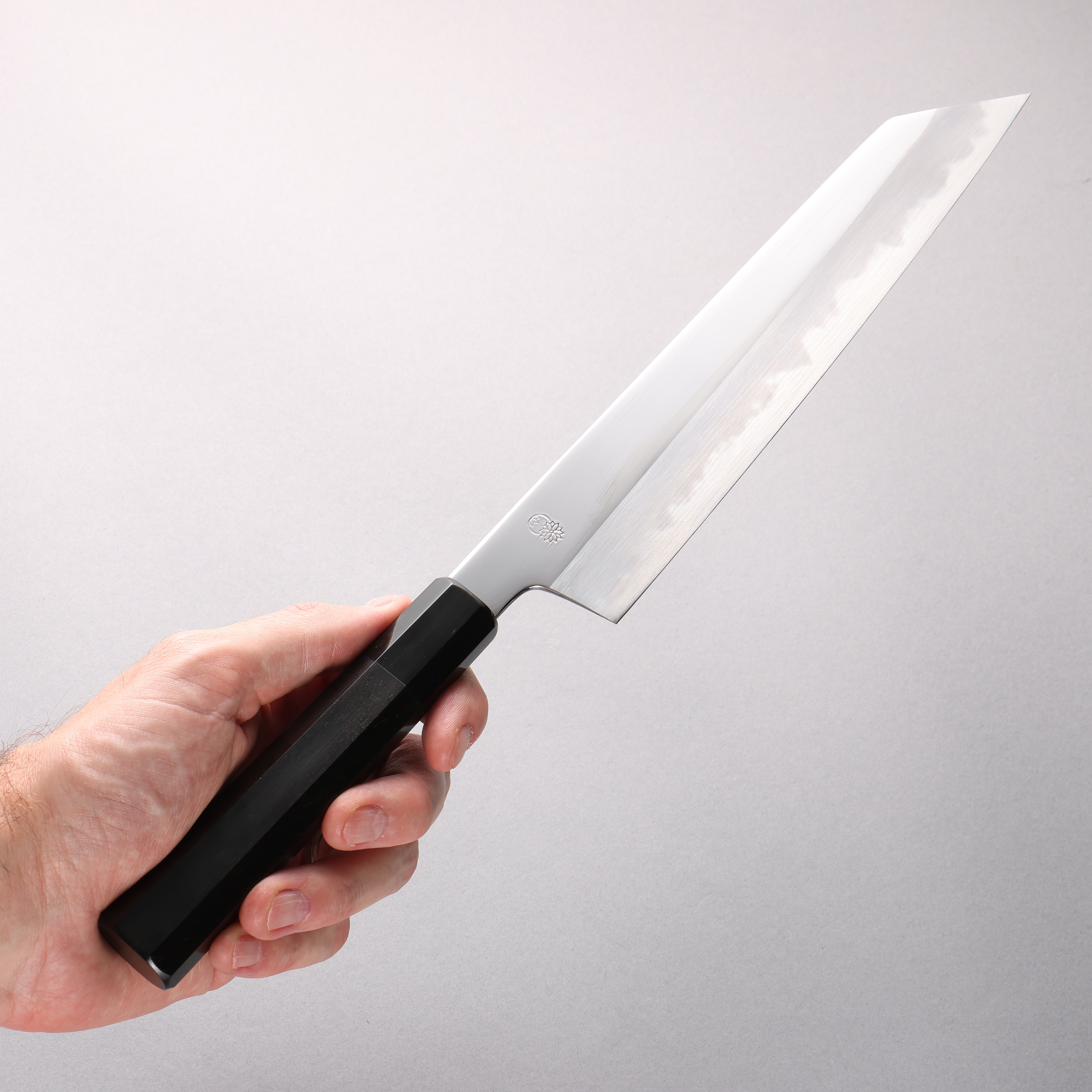 Choyo White Steel Migaki Kiritsuke Gyuto 240mm Ebony Wood & Black Water Buffalo Horn Handle - Seisuke Knife