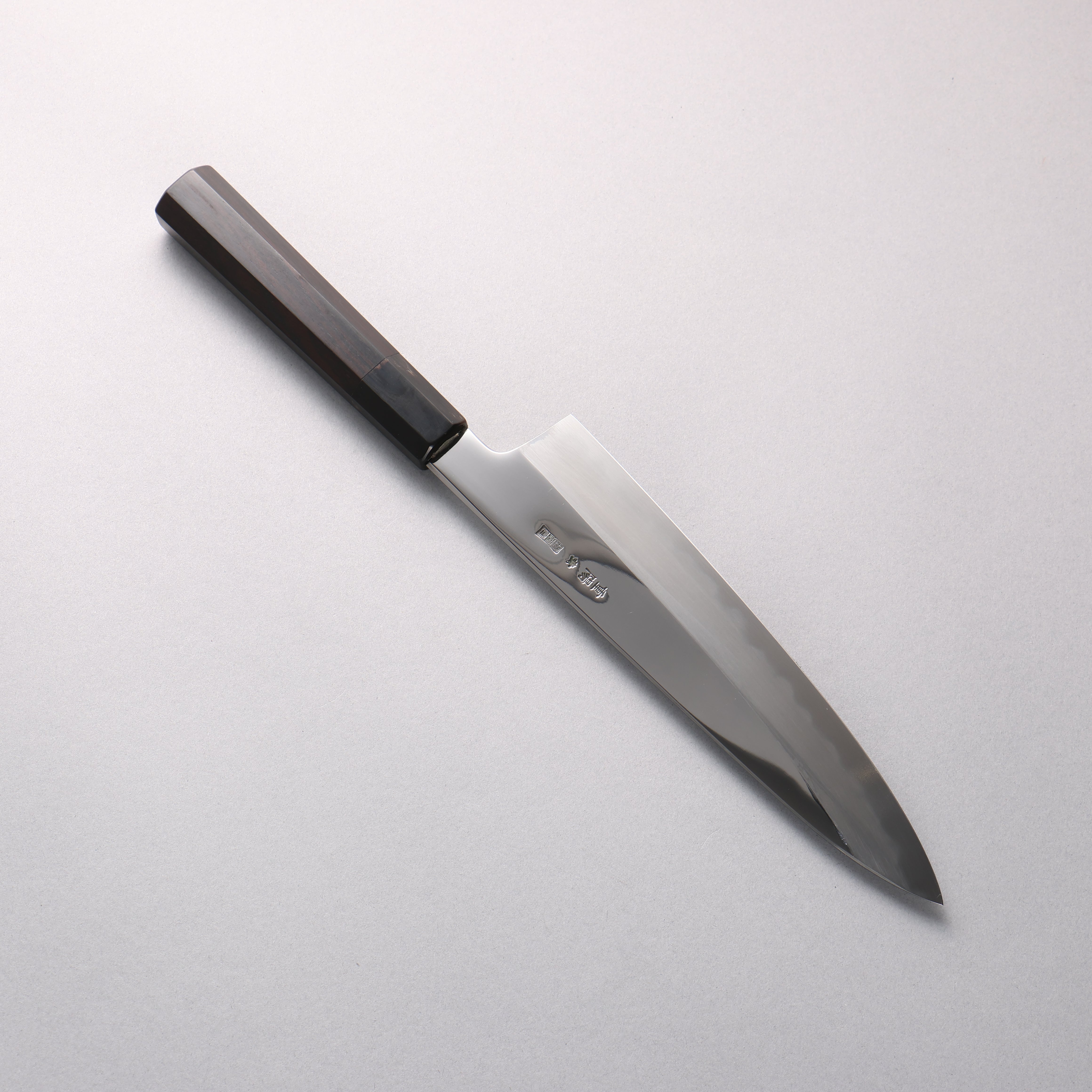 Choyo Blue Steel No.1 Migaki Gyuto 210mm Ebony Wood & Black Water Buffalo Horn Handle - Seisuke Knife