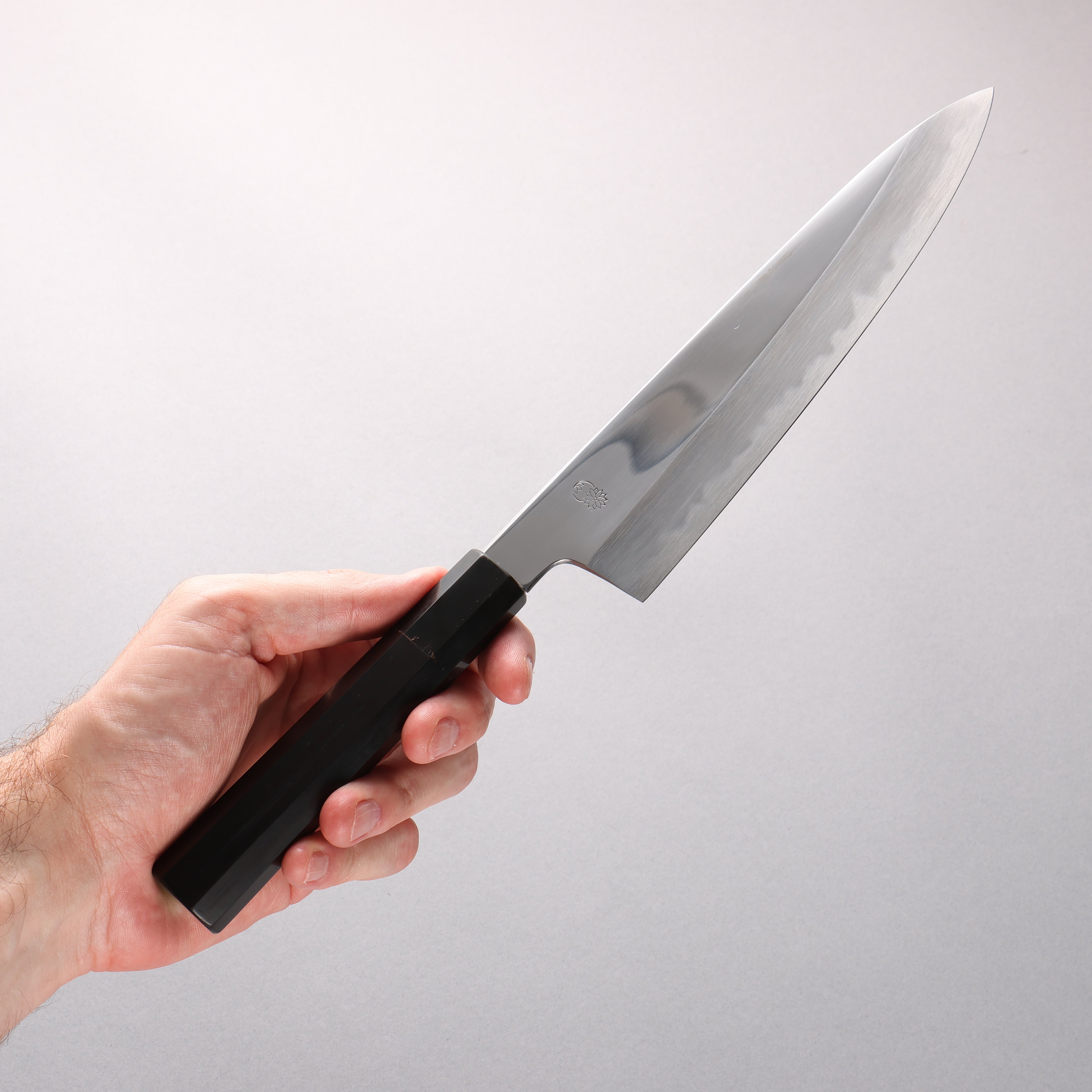 Choyo Blue Steel No.1 Migaki Gyuto 210mm Ebony Wood & Black Water Buffalo Horn Handle - Seisuke Knife