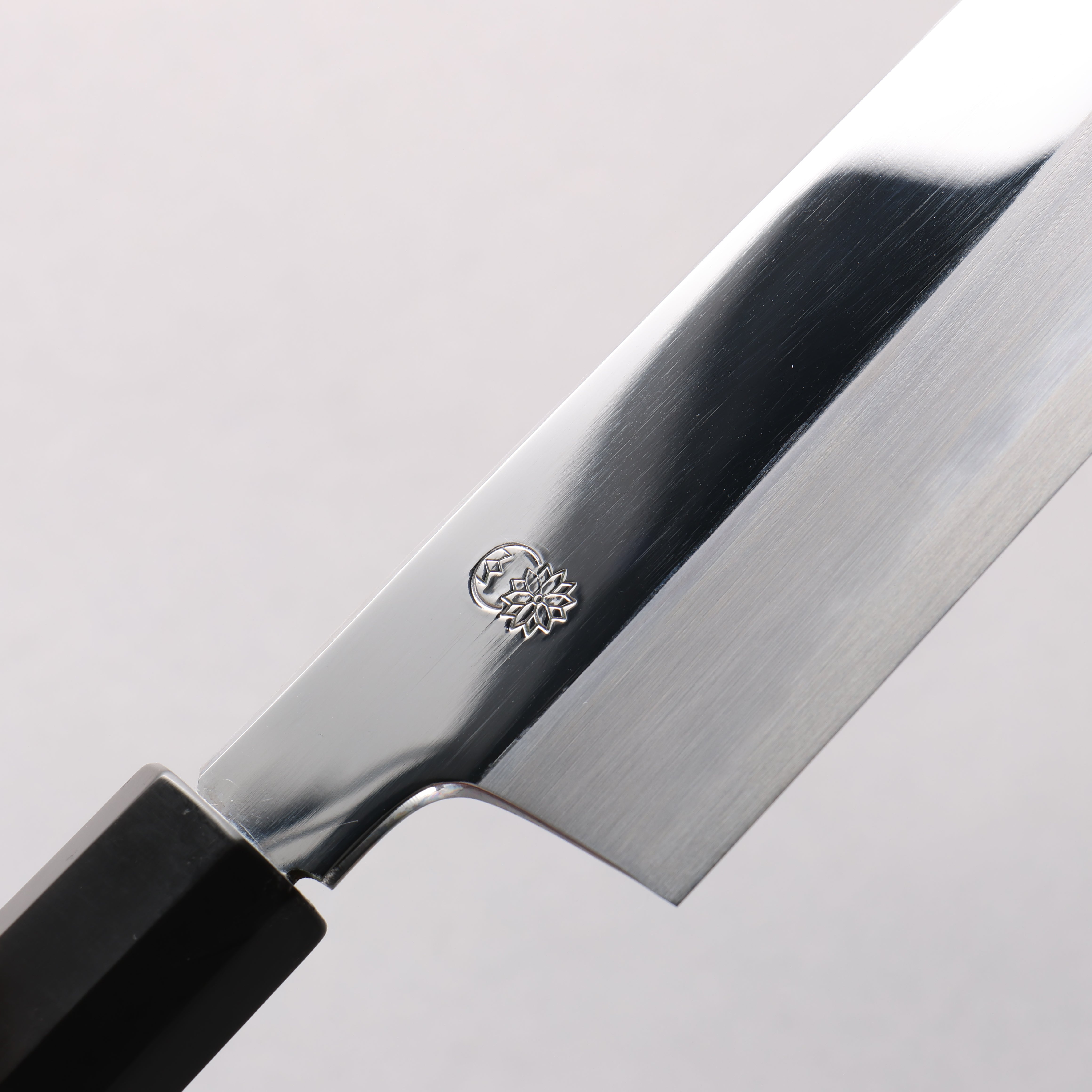 Choyo Blue Steel No.1 Migaki Santoku 180mm Ebony Wood & Black Water Buffalo Horn Handle - Seisuke Knife